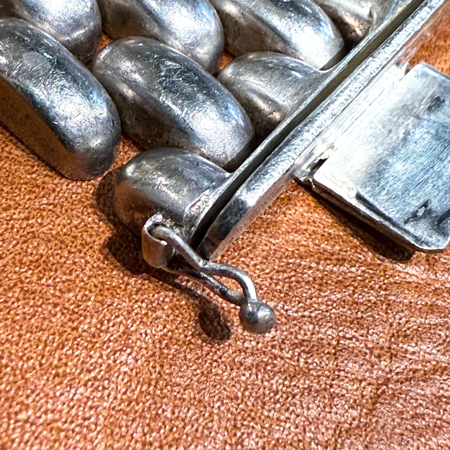 1970s Chunky Wide Link Sterling Silver Bracelet For Sale 5