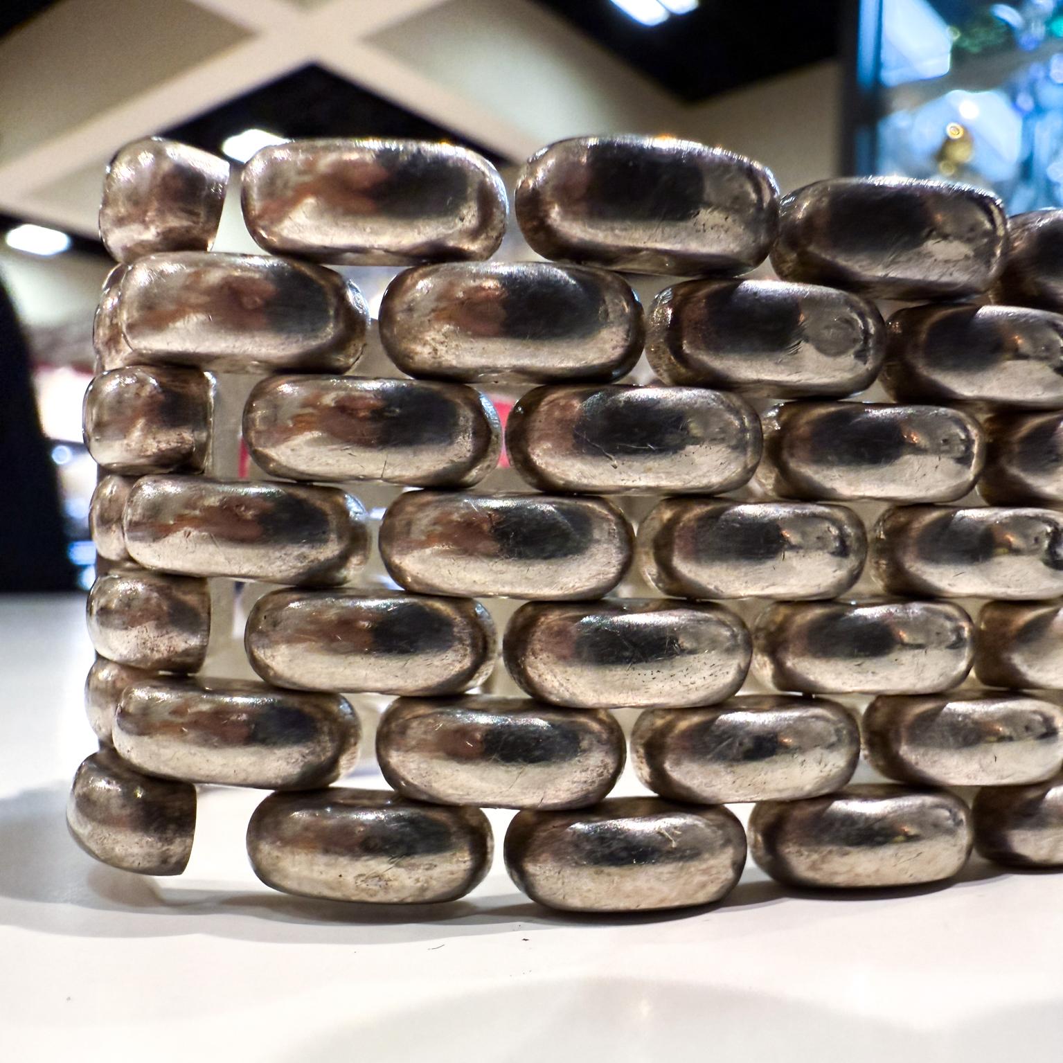 1970s Chunky Wide Link Sterling Silver Bracelet For Sale 1