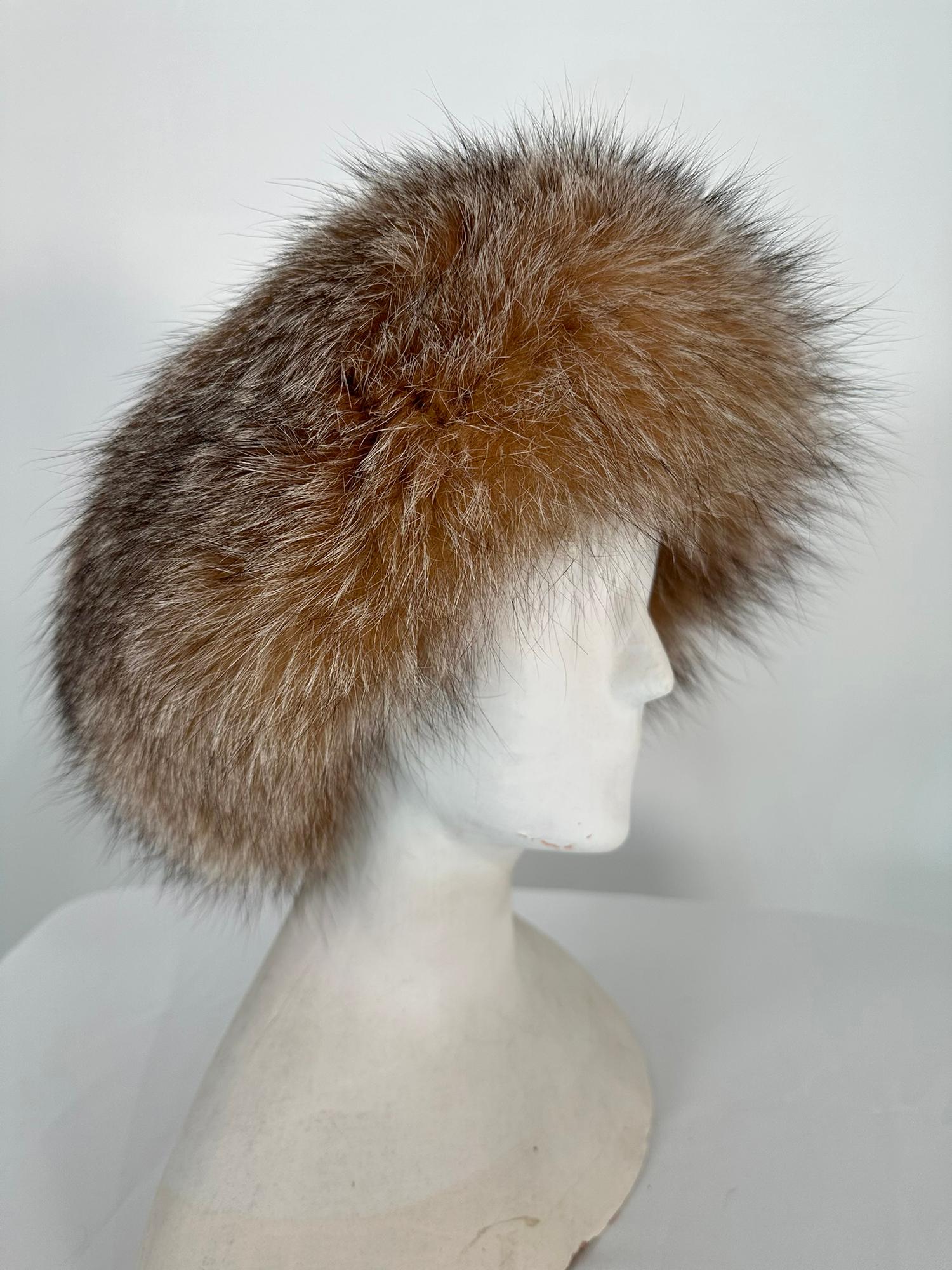1970s Chunky Wool Knit Hat with Fox Fur trim 2