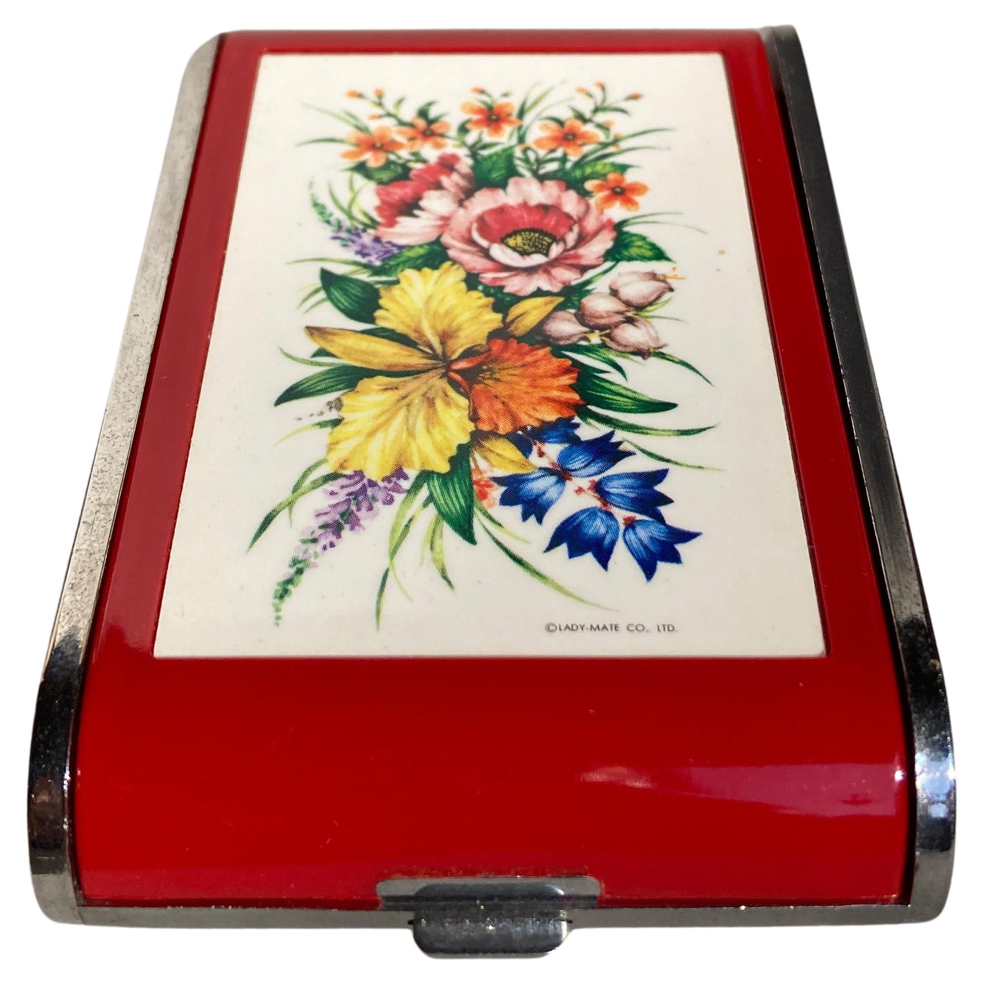 1970s Cigarette Case Musical Powder Compact Japan Clockwork Carillon Beauty Box