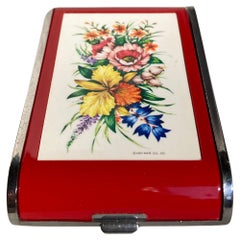 Retro 1970s Cigarette Case Musical Powder Compact Japan Clockwork Carillon Beauty Box