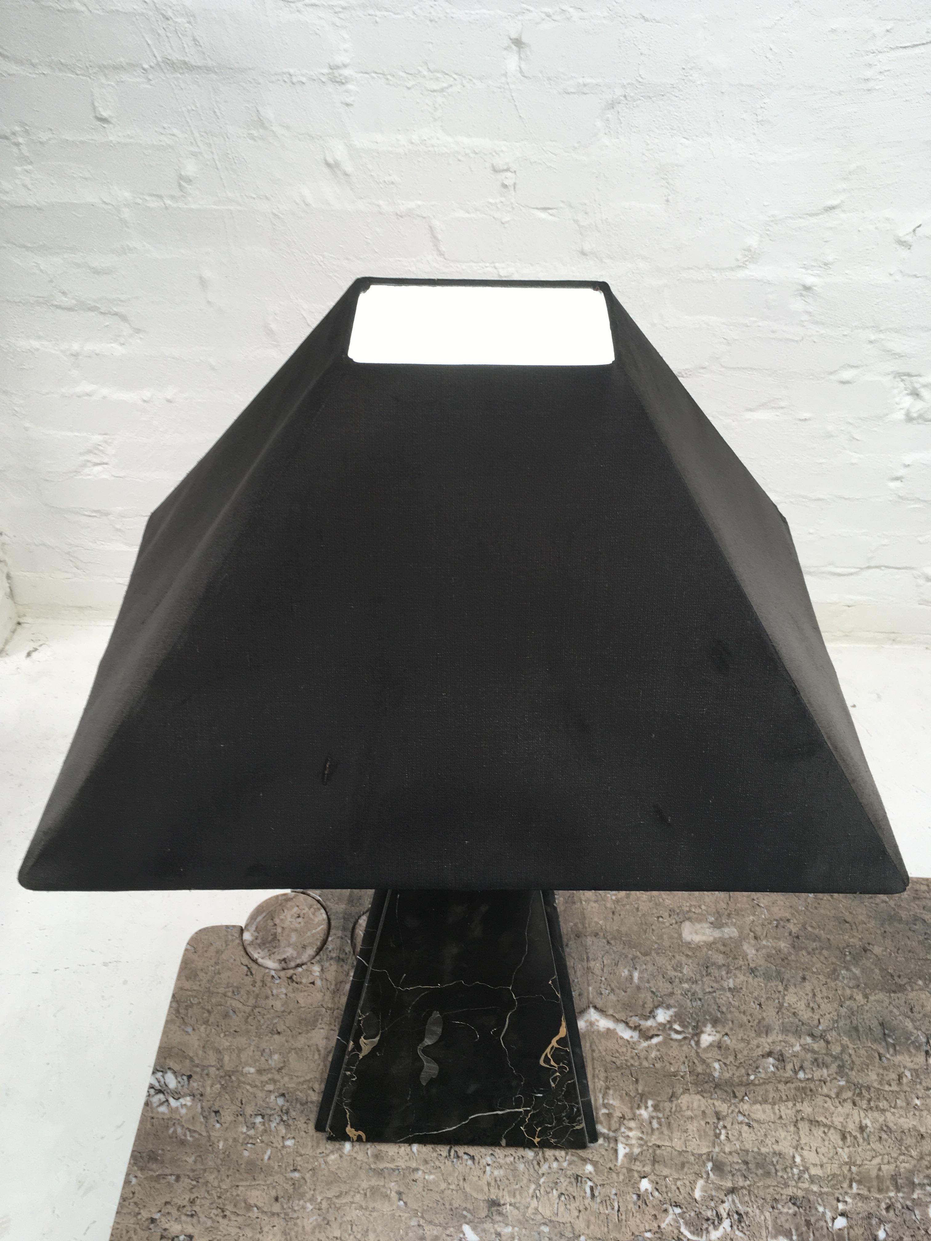 1970s Cini Boeri Style Black Marble Pyramid Lamps Abat Jour, Pair For Sale 1