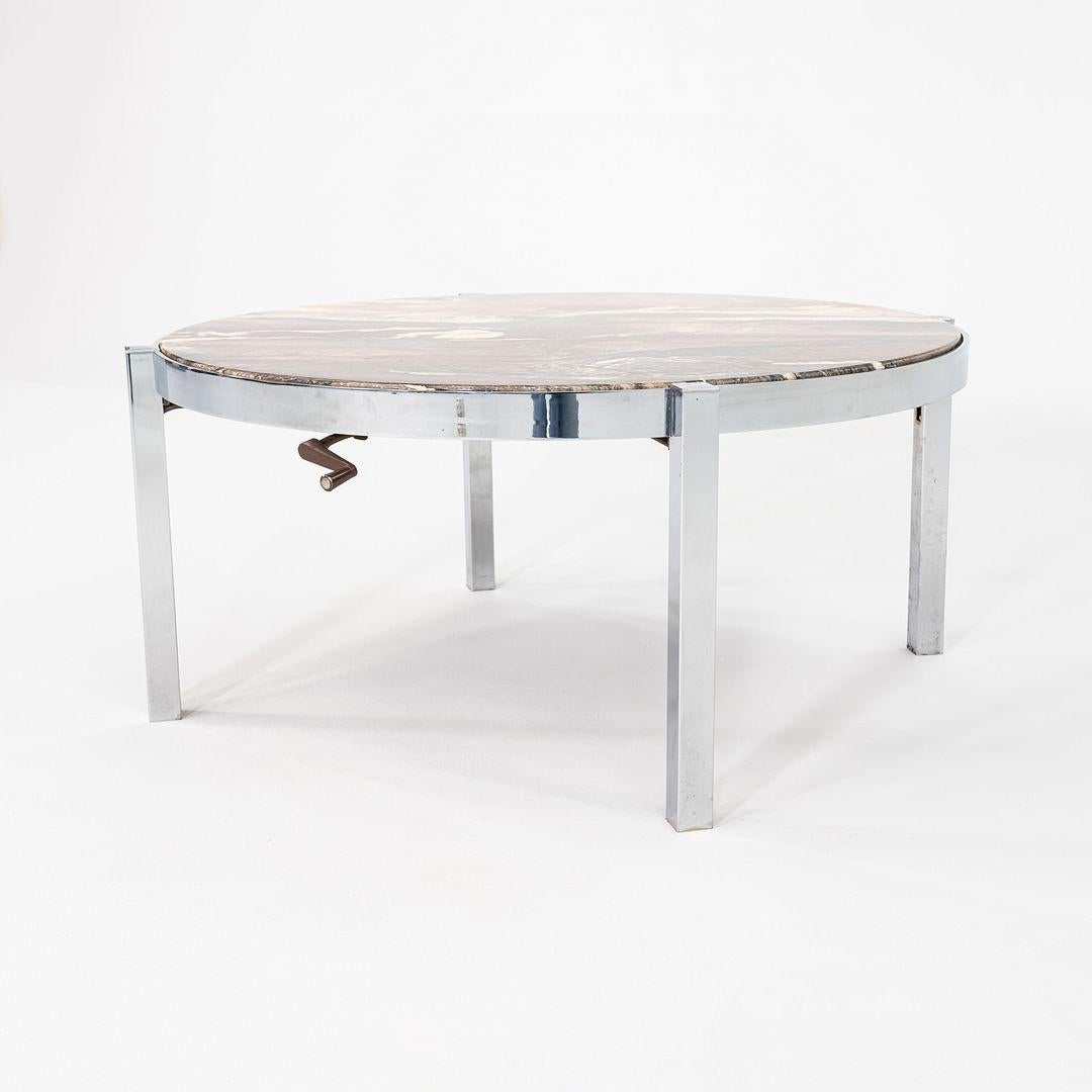 1970s Cipollino Ondulato Marble and Steel Coffee Table (18.5
