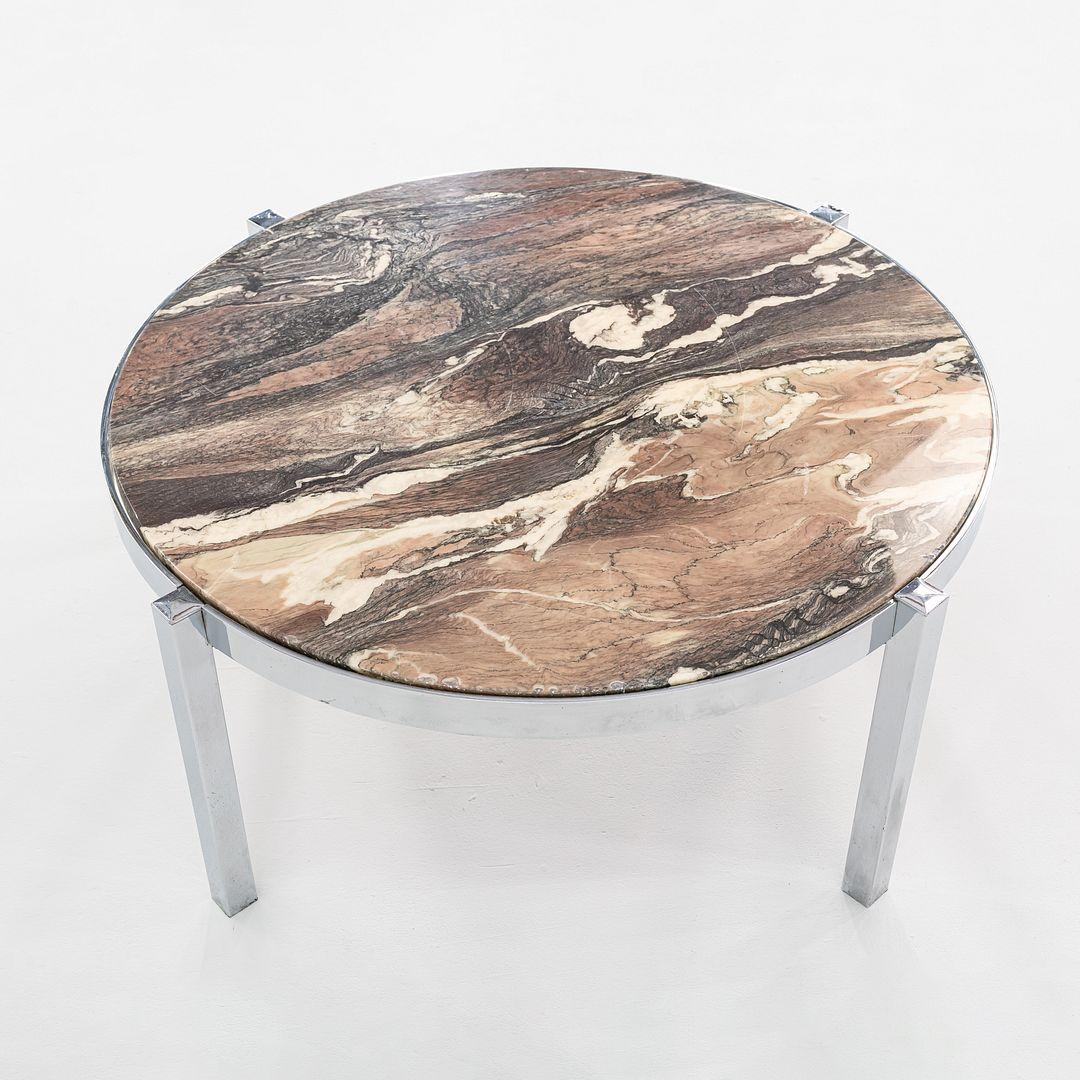1970s Cipollino Ondulato Marble and Steel Coffee Table (18.5