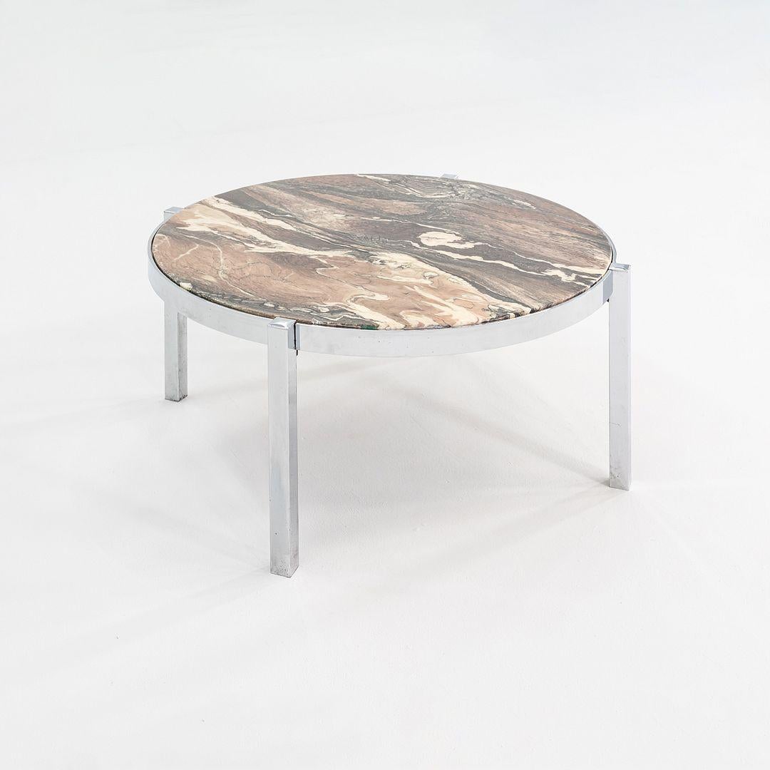 Modern 1970s Cipollino Ondulato Marble and Steel Coffee Table (18.5