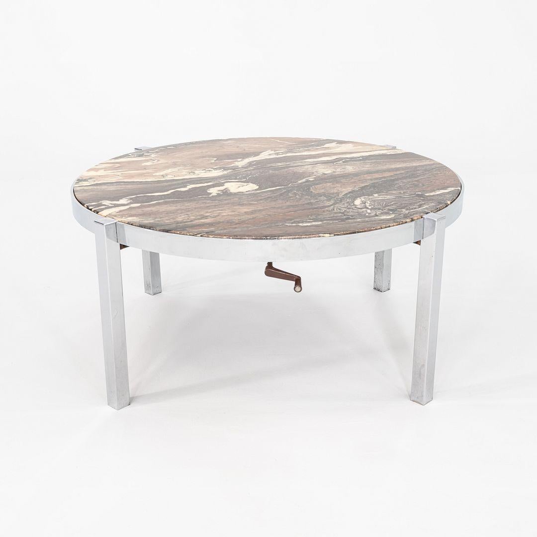 Italian 1970s Cipollino Ondulato Marble and Steel Coffee Table (18.5