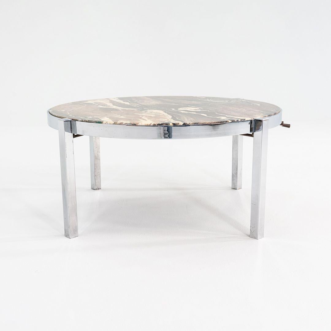 1970s Cipollino Ondulato Marble and Steel Coffee Table (18.5