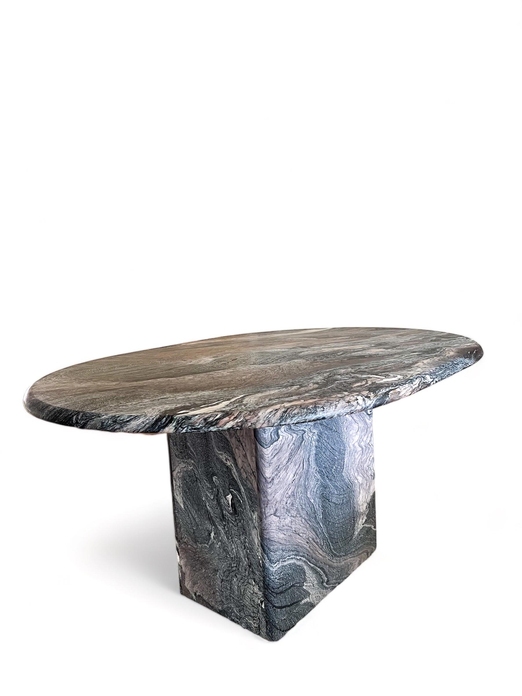 Italian 1970s Cipollino Ondulato Marble Dining Table