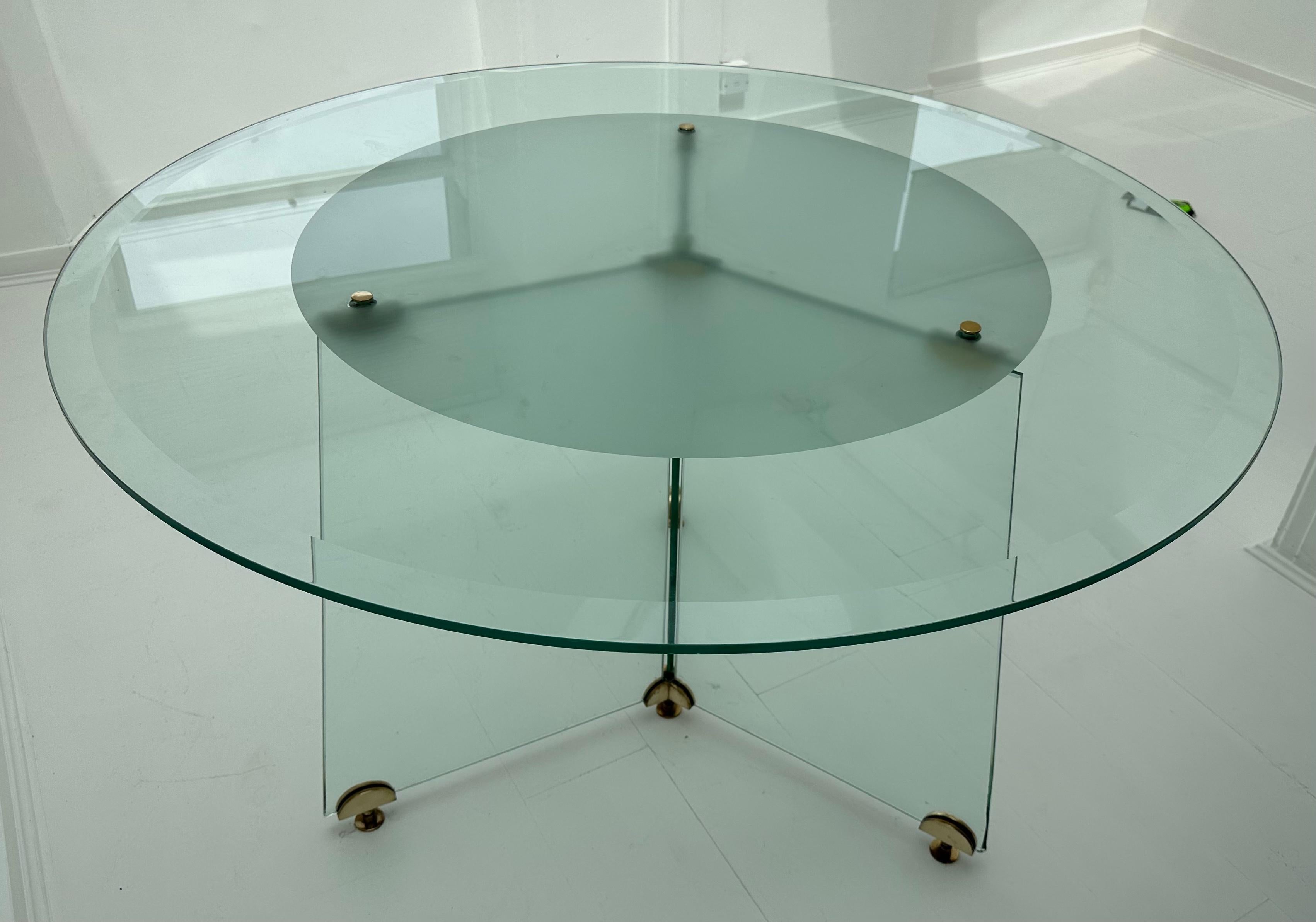 1970s Circular Brass & Bevelled Glass Dining Table Leon Rosen for Pace Col Style 2