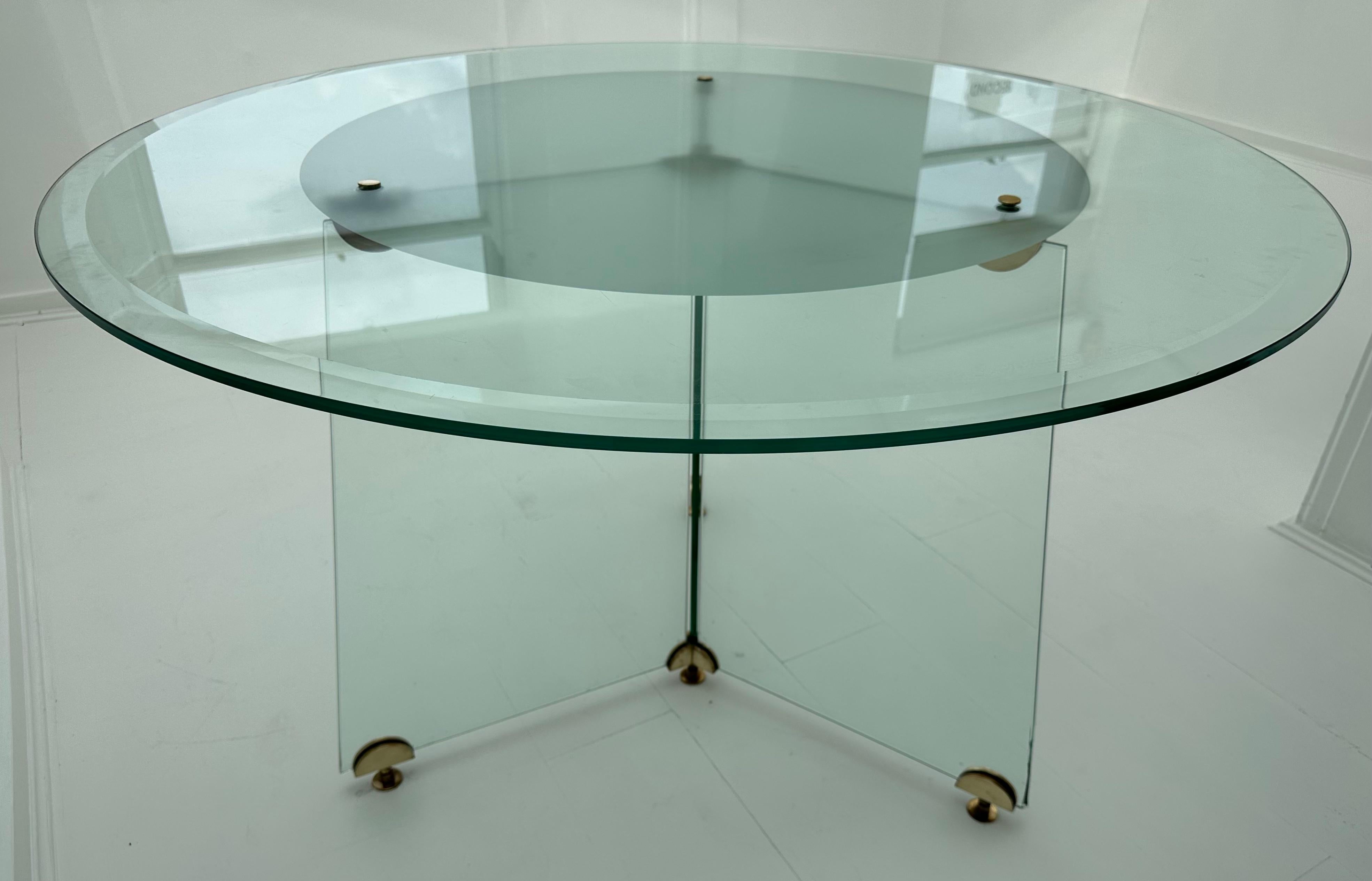 1970s Circular Brass & Bevelled Glass Dining Table Leon Rosen for Pace Col Style 3