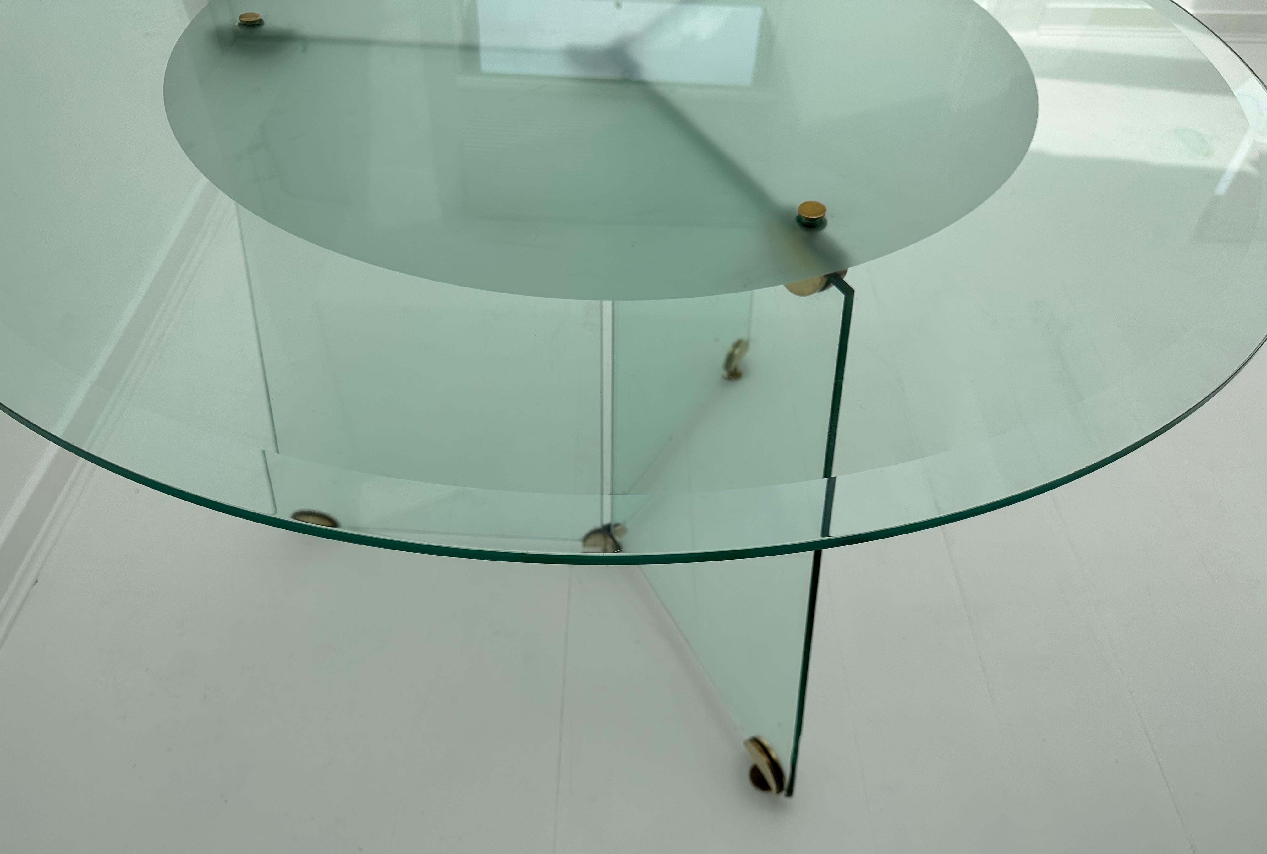 1970s Circular Brass & Bevelled Glass Dining Table Leon Rosen for Pace Col Style 7