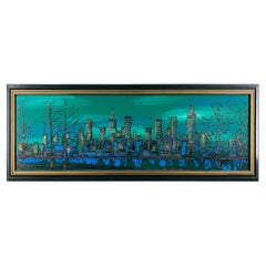 1970s Cityscape Landscape Abstract Painting