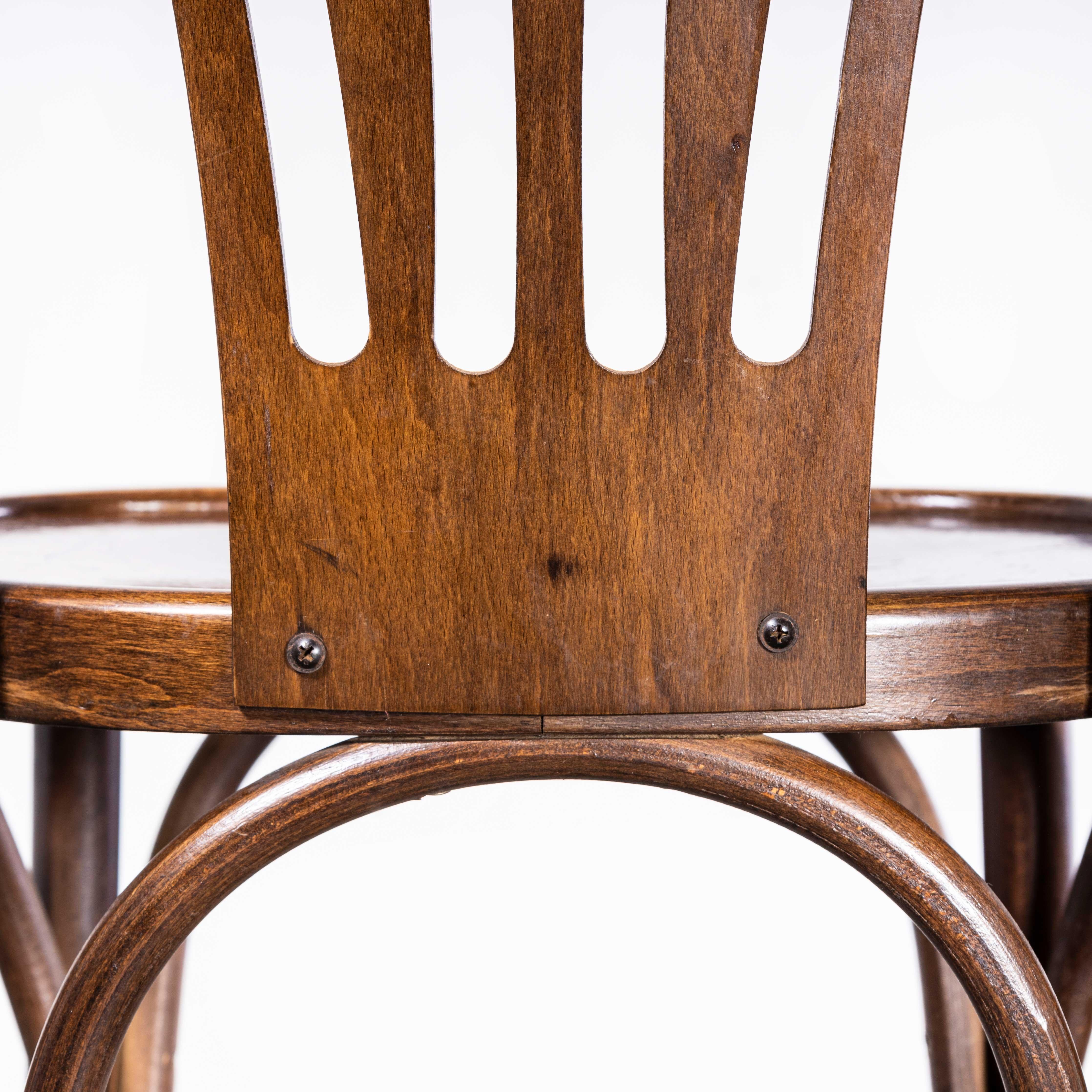 1970’s Classic High Back Bentwood Bar Chairs With Arms – Set Of Four
1970’s Classic High Back Bentwood Bar Chairs With Arms – Set Of Four. These high bar chairs were produced by the famous Czech firm Ton, a post war spin off from the famous Thonet