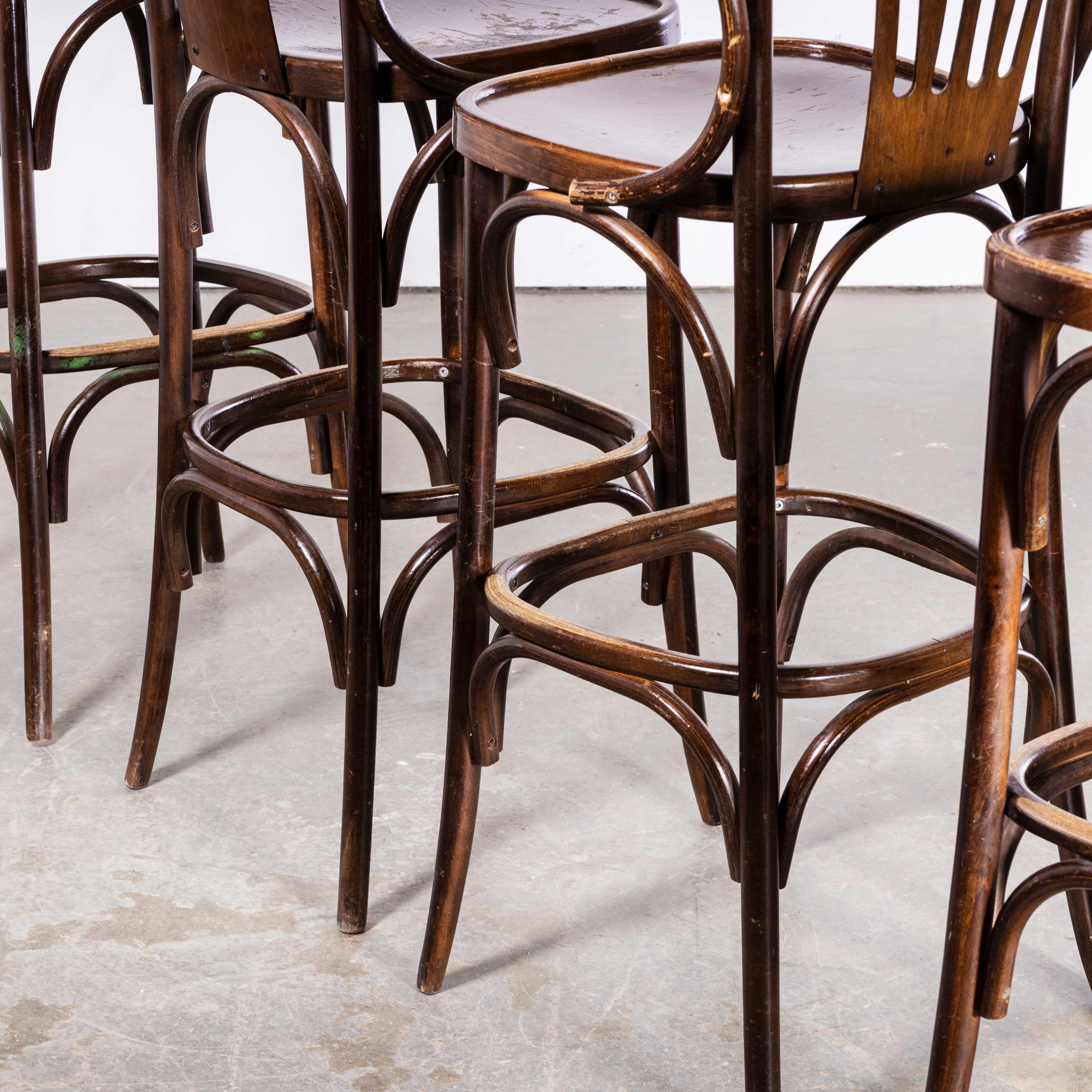 1970's Classic High Back Bentwood Bar Chairs With Arms - Set Of Four 2