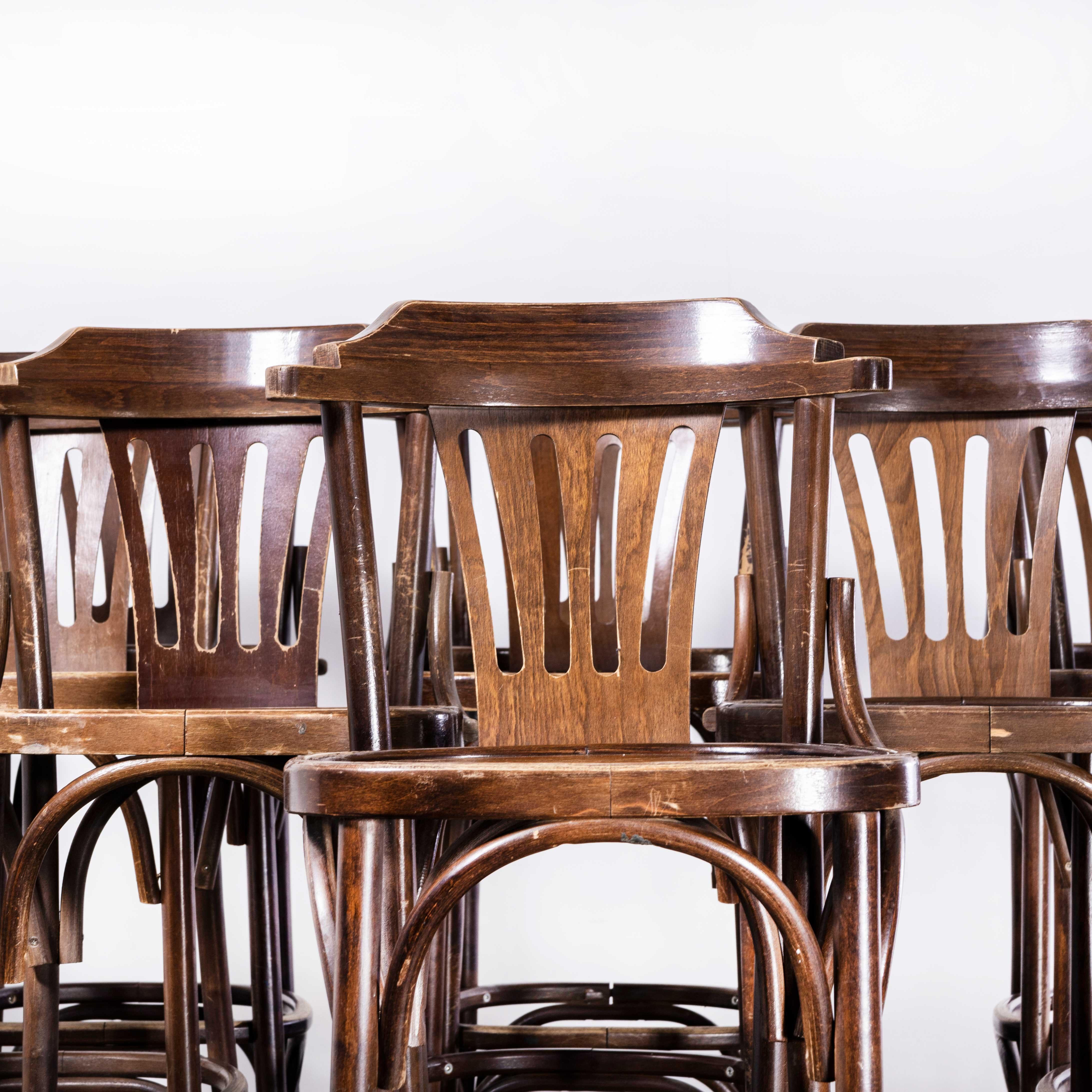 Late 20th Century 1970's Classic High Back Bentwood Bar Chairs With Arms - Various Quantities Avai