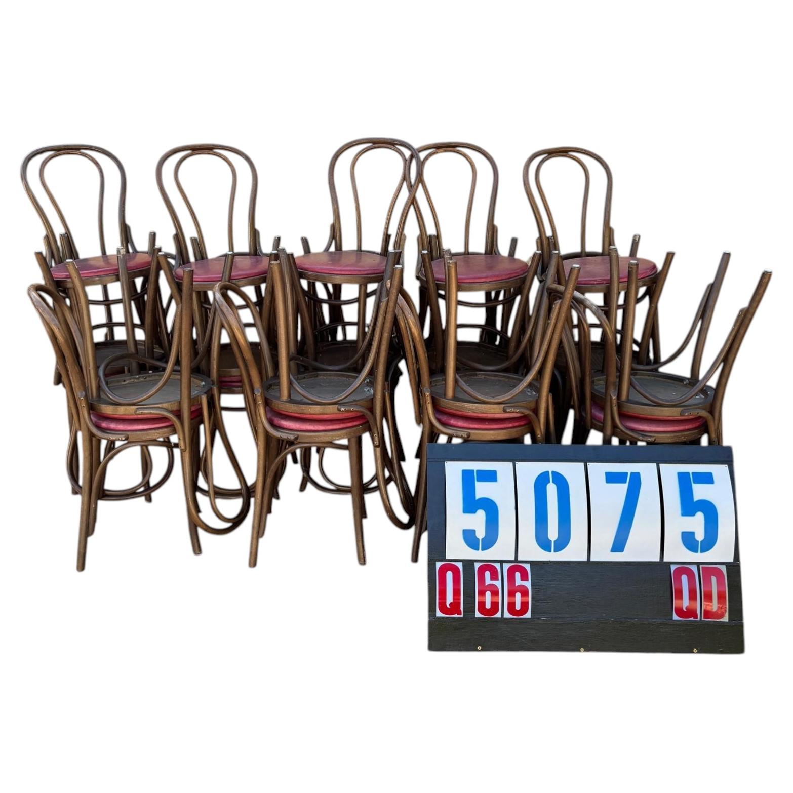 1970’s Classic Hoop Back Bentwood Upholstered Dining Chairs – Dark Tan-Set Of 6