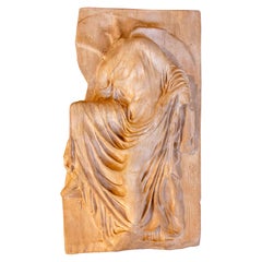1970s Classic Relief with a Classical Woman in Terracotta Clothing