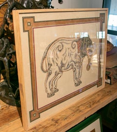 1970s Classic Style Decorative Painting of an Asian Elephant “Elephas Maximus”