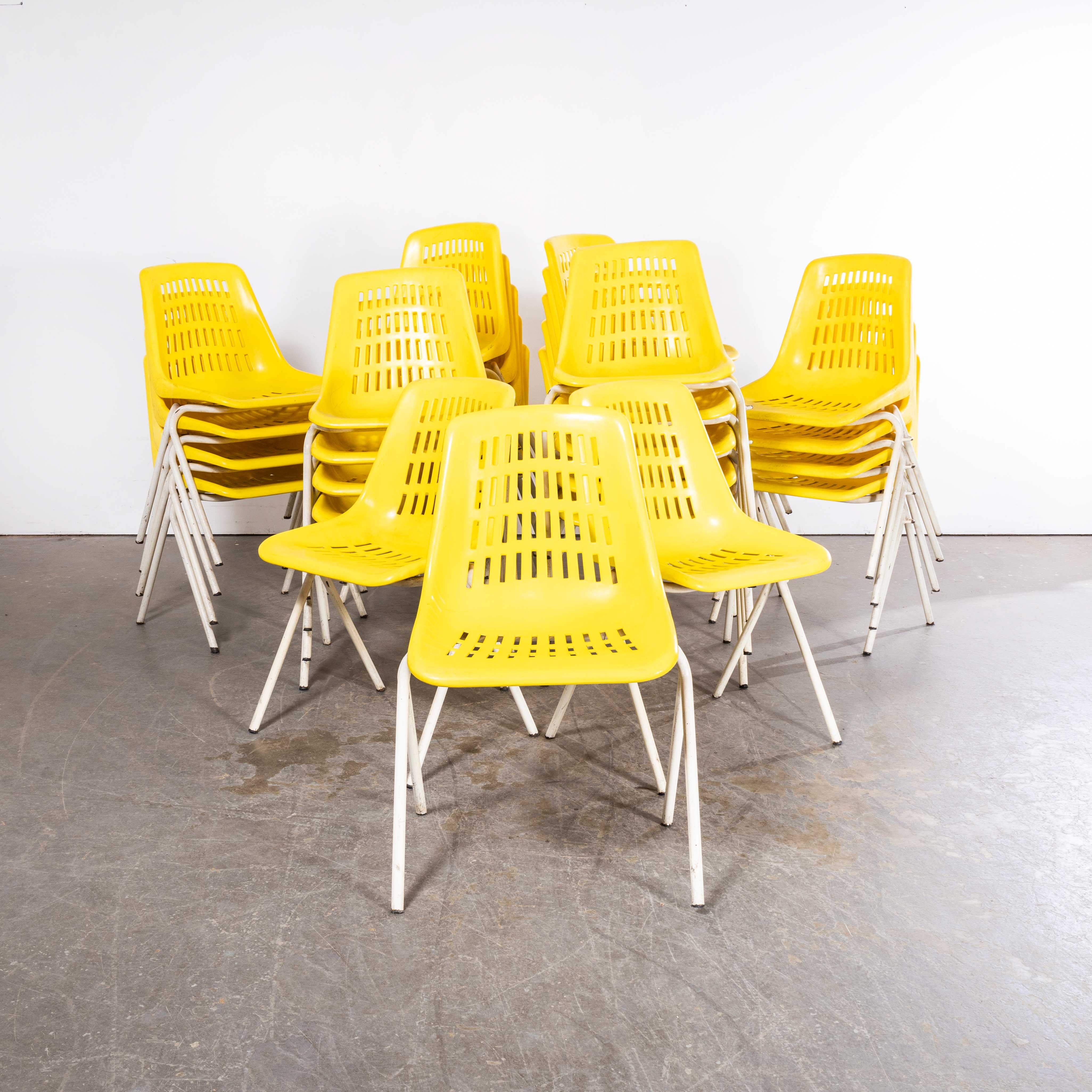 Late 20th Century 1970’s Classic Yellow Stacking Italian Bar Dining Chairs - Good Qty For Sale