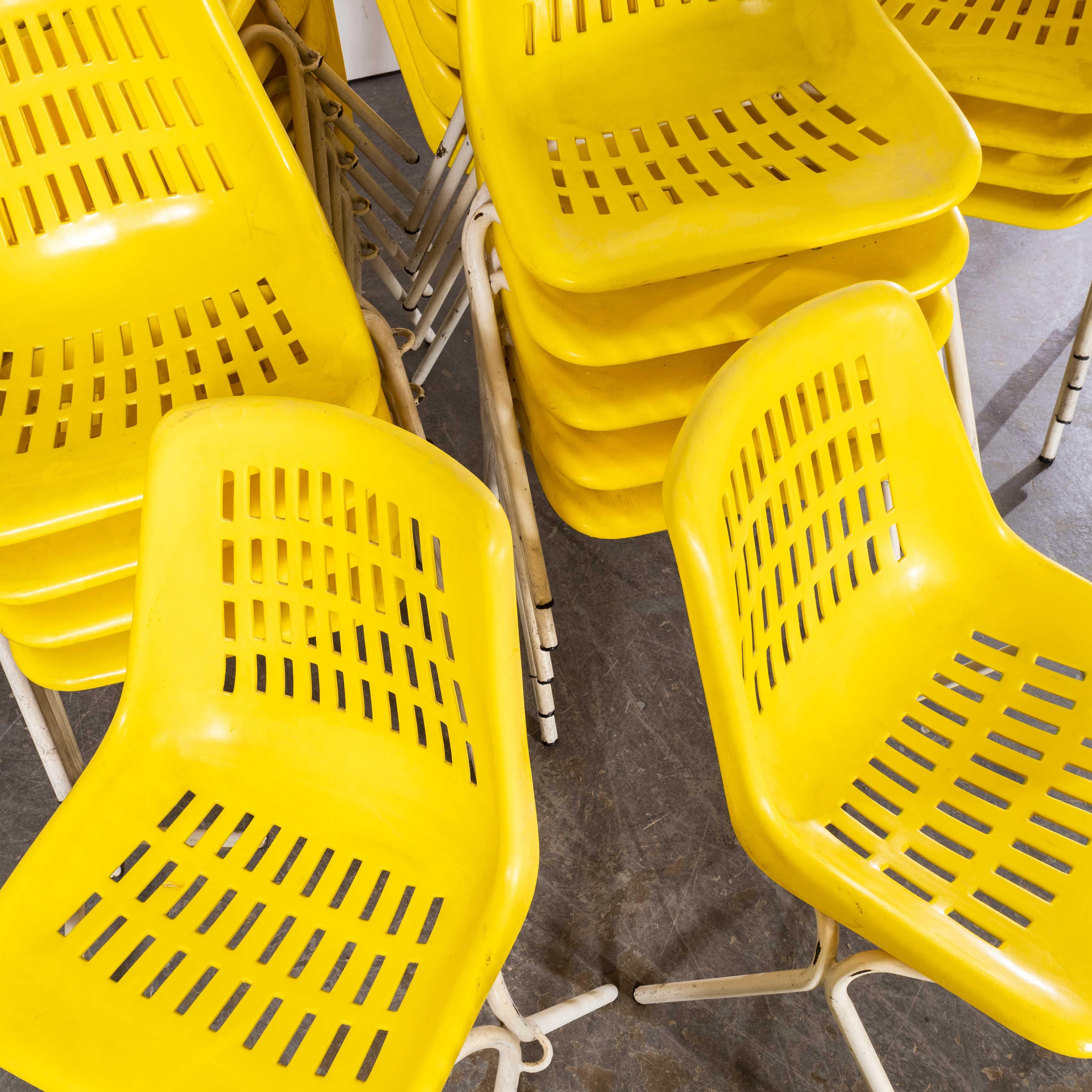 Metal 1970’s Classic Yellow Stacking Italian Bar Dining Chairs - Good Qty For Sale