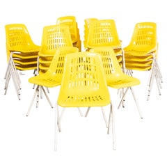 1970’s Classic Yellow Stacking Italian Bar Dining Chairs - Good Qty