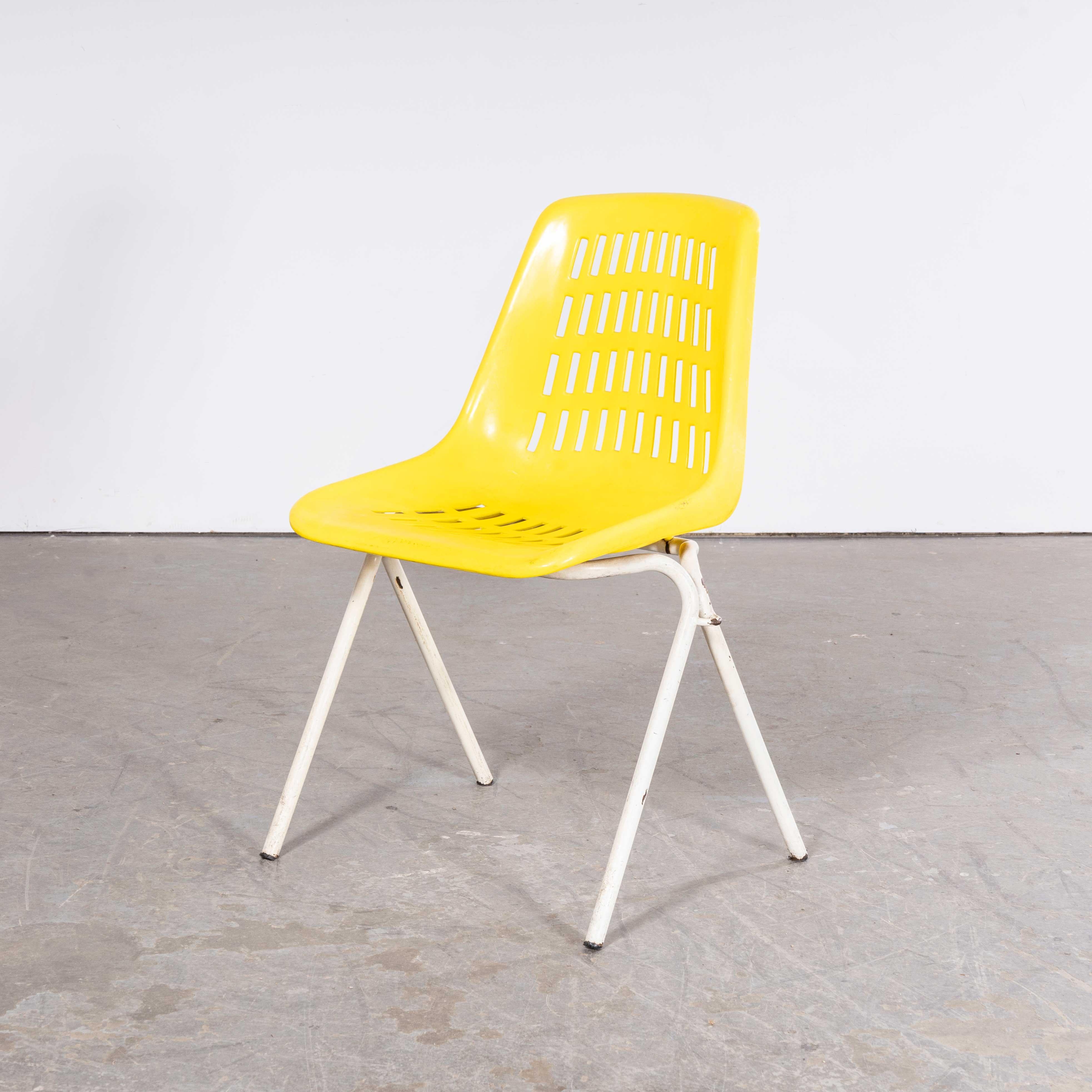 Late 20th Century 1970’s Classic Yellow Stacking Italian Bar Dining Chairs - Set Of Four For Sale