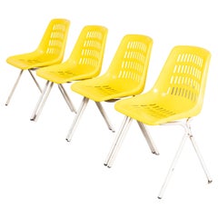 1970’s Classic Yellow Stacking Italian Bar Dining Chairs - Set Of Four