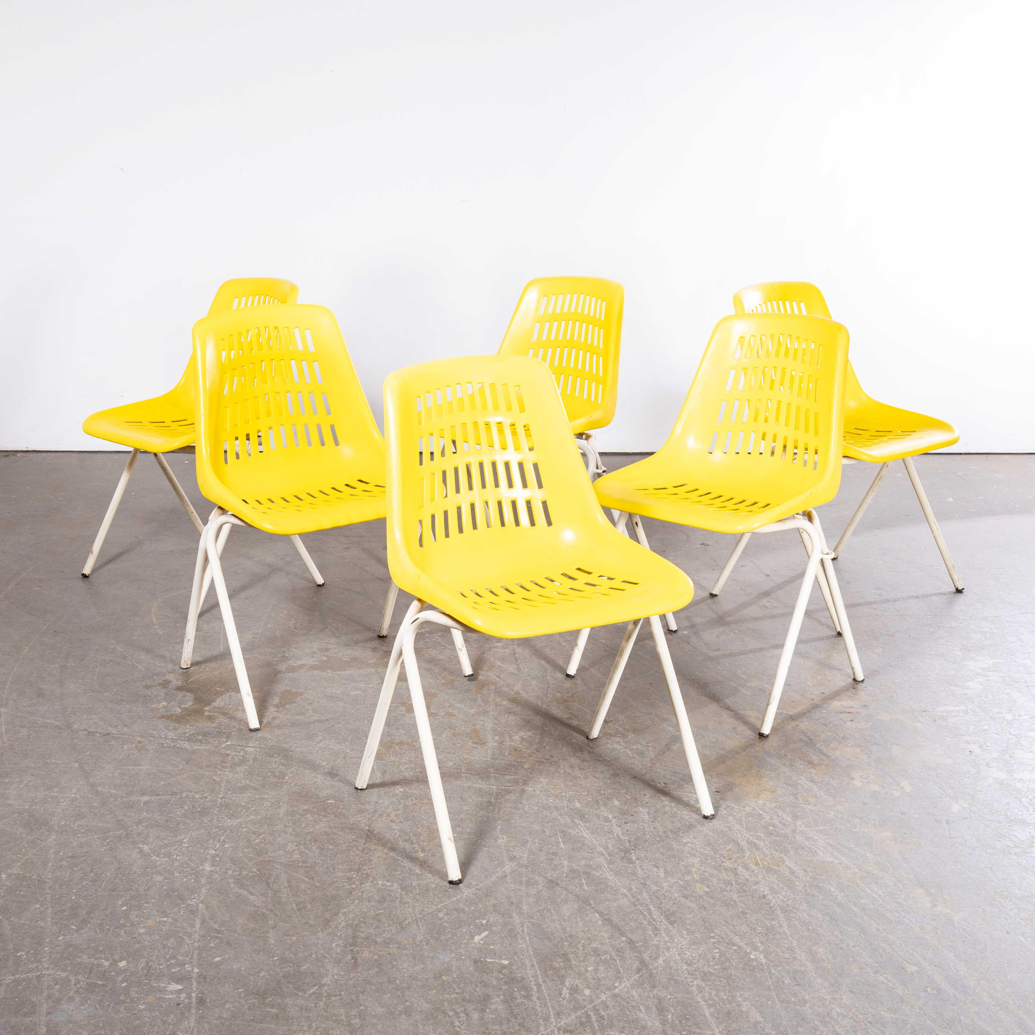 1970’s Classic Yellow Stacking Italian Bar Dining Chairs - Set Of Six In Good Condition For Sale In Hook, Hampshire