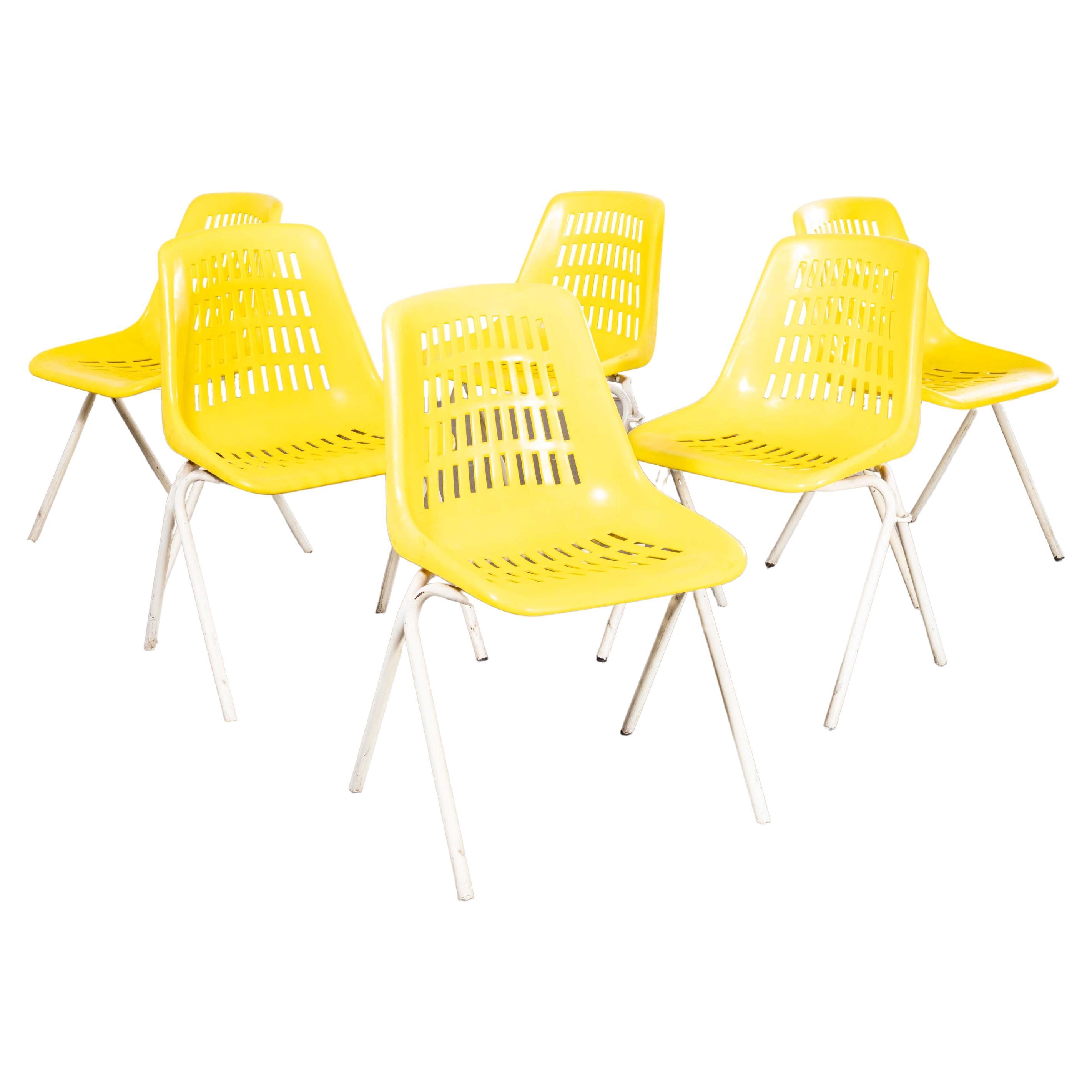 1970's Classic Yellow Stacking Italian Bar Dining Chairs - Set Of Six