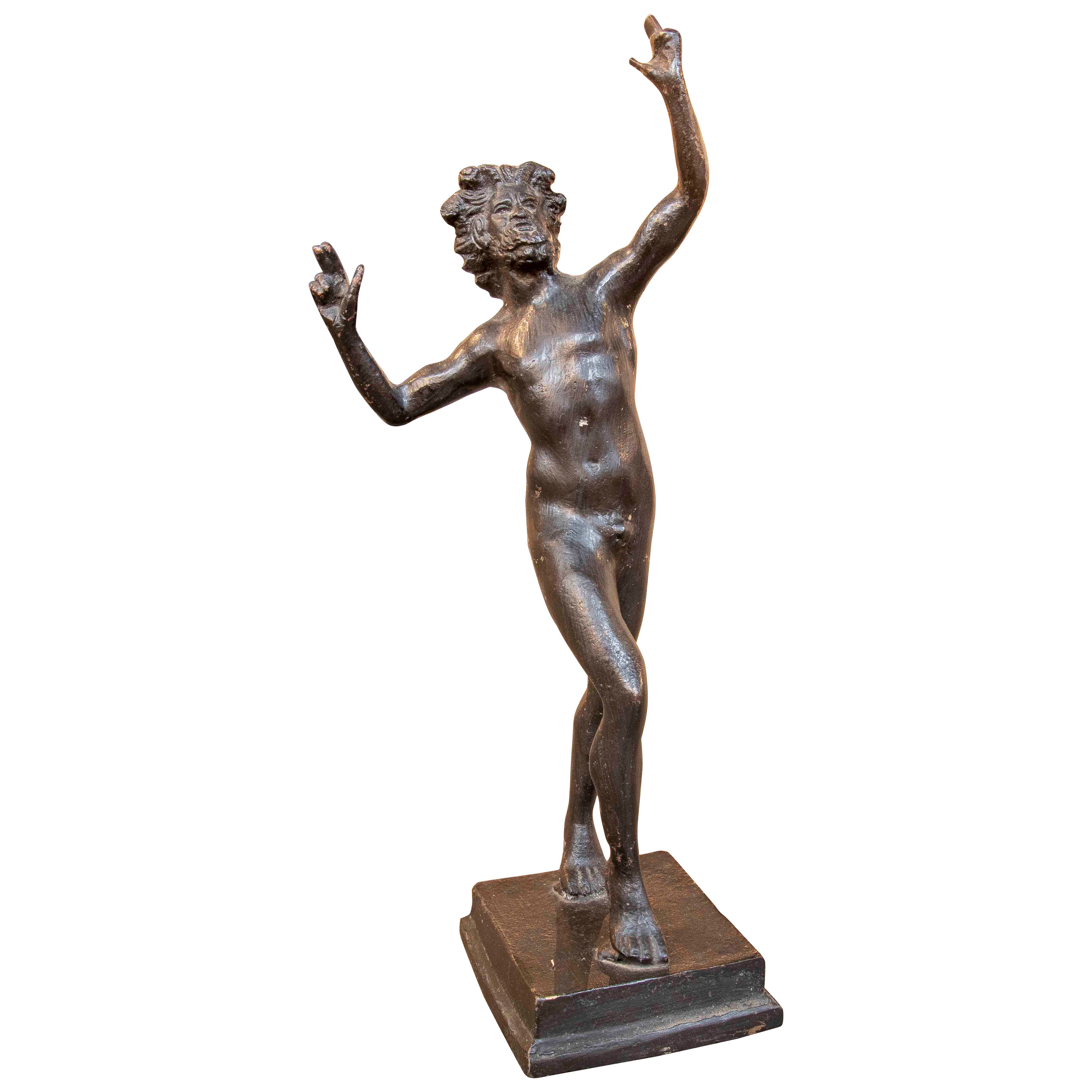1970s Classical Bronze Sculpture of a Male Figure in a Dancing Pose For Sale