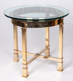 1970s Classical Italian Design Gilded Brass Round Auxiliary Table