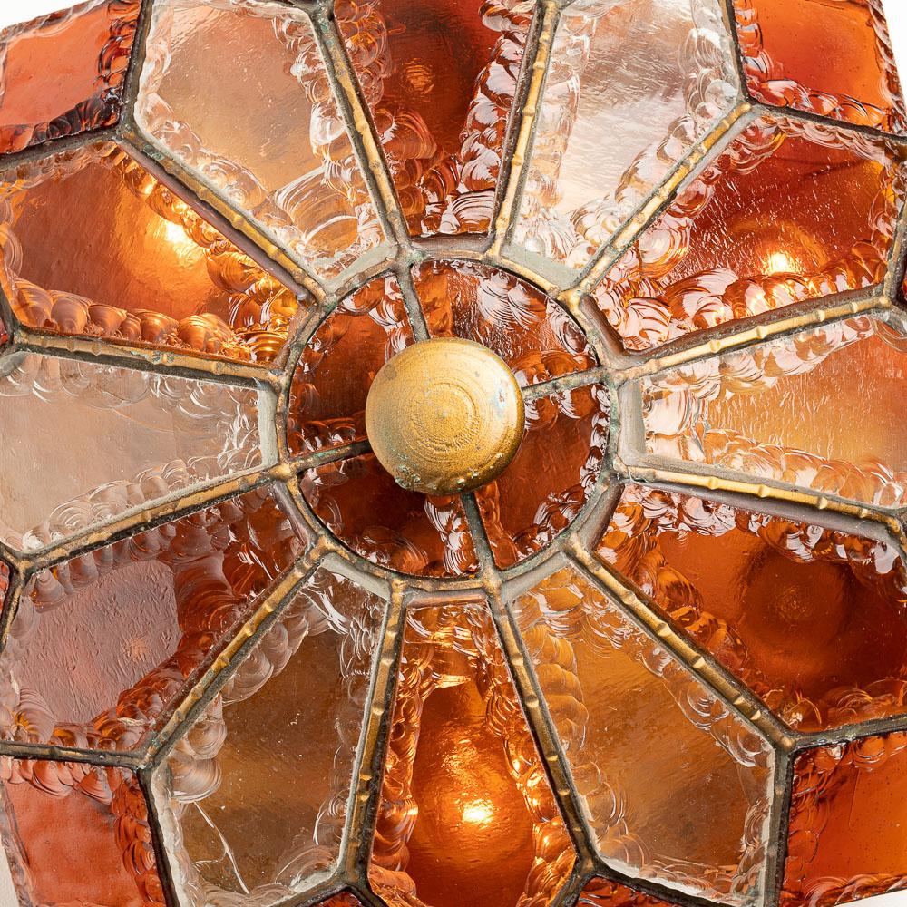 1970s Clear and Amber Murano Glass Wall Light by Poliarte In Good Condition For Sale In Schoorl, NL