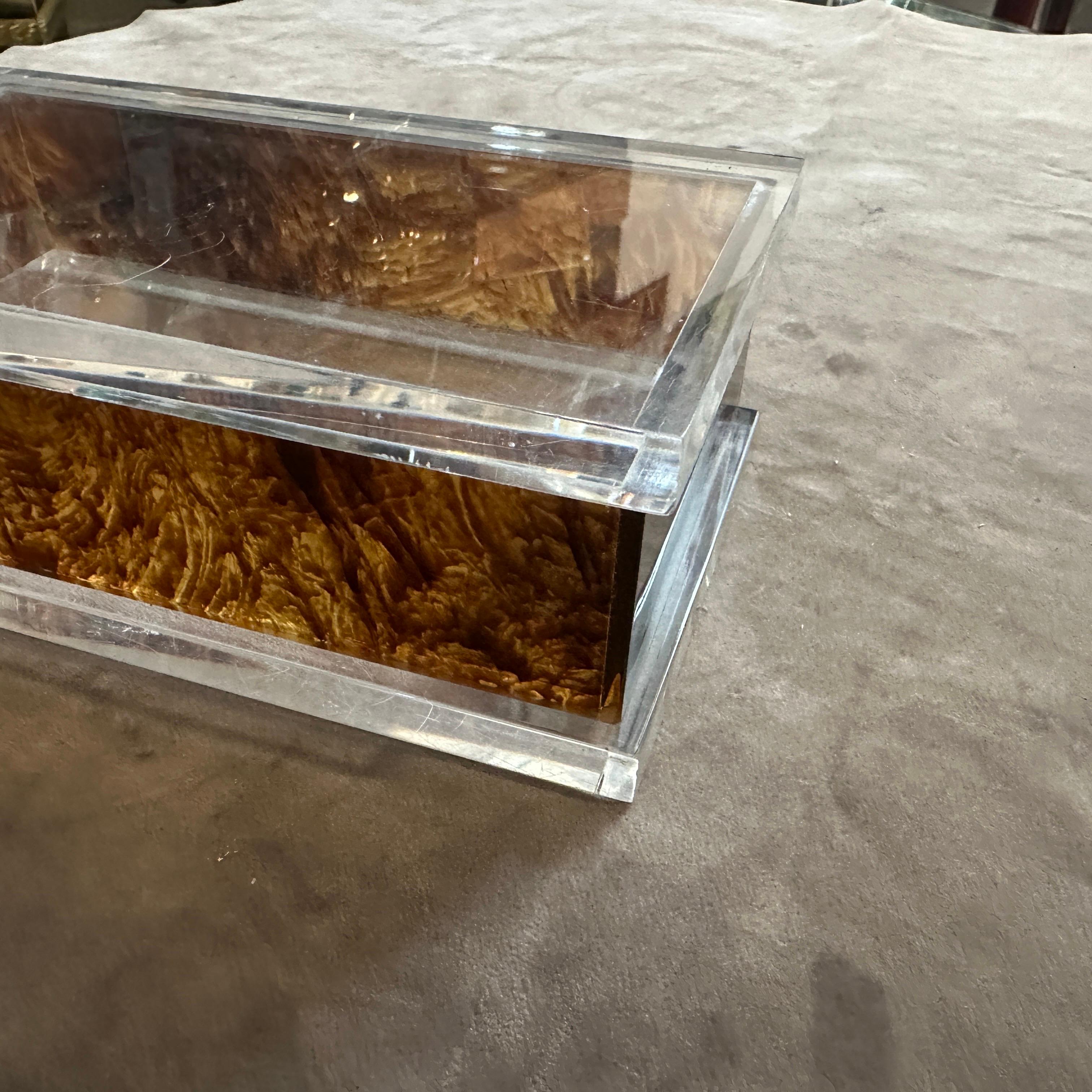 Italiano 1970s Clear and Faux Tortoiseshell Lucite Vanity Box in the manner Of Dior Home in vendita
