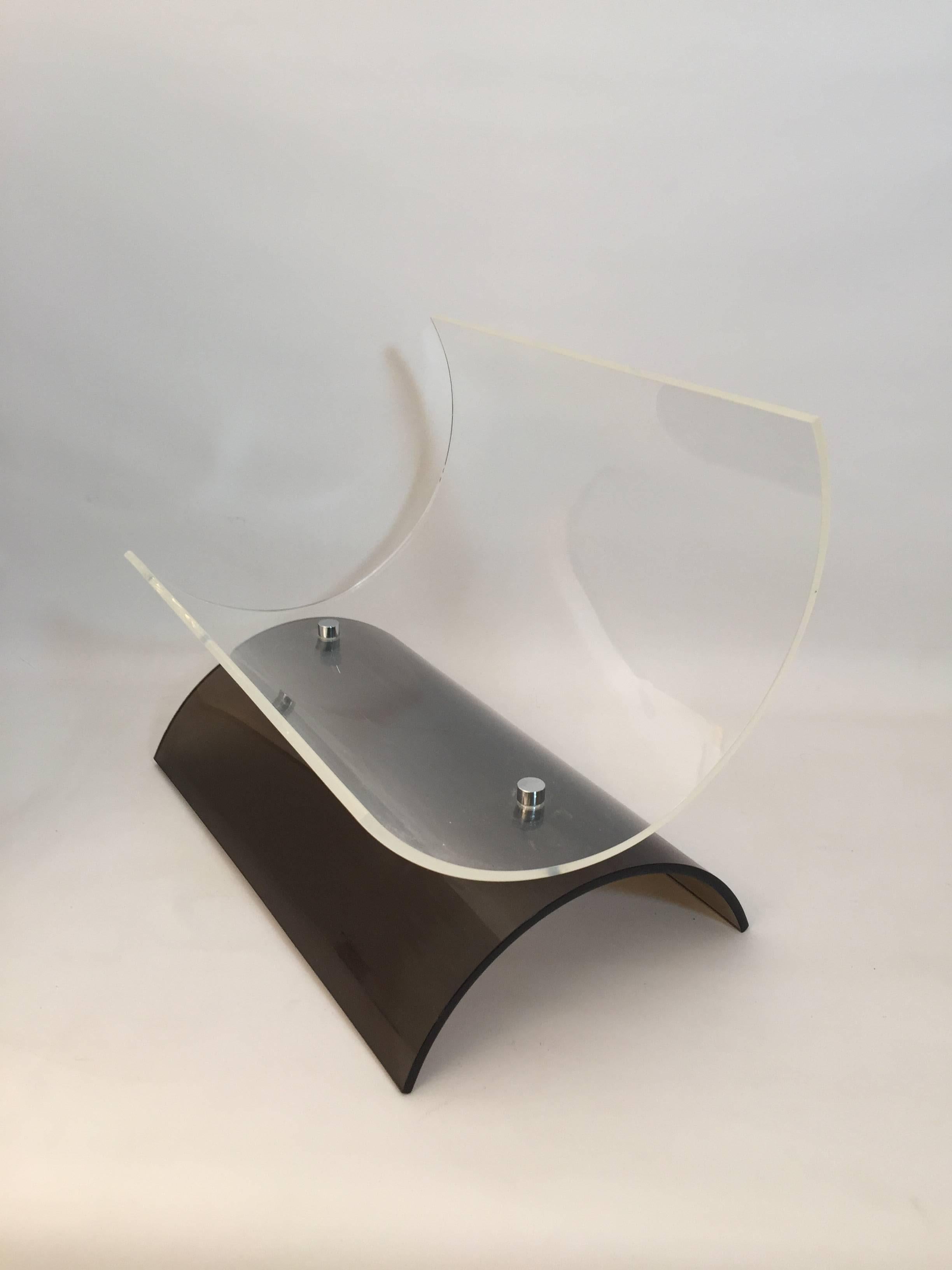 Mid-Century Modern 1970s Clear and Smoked Lucite Media Stand