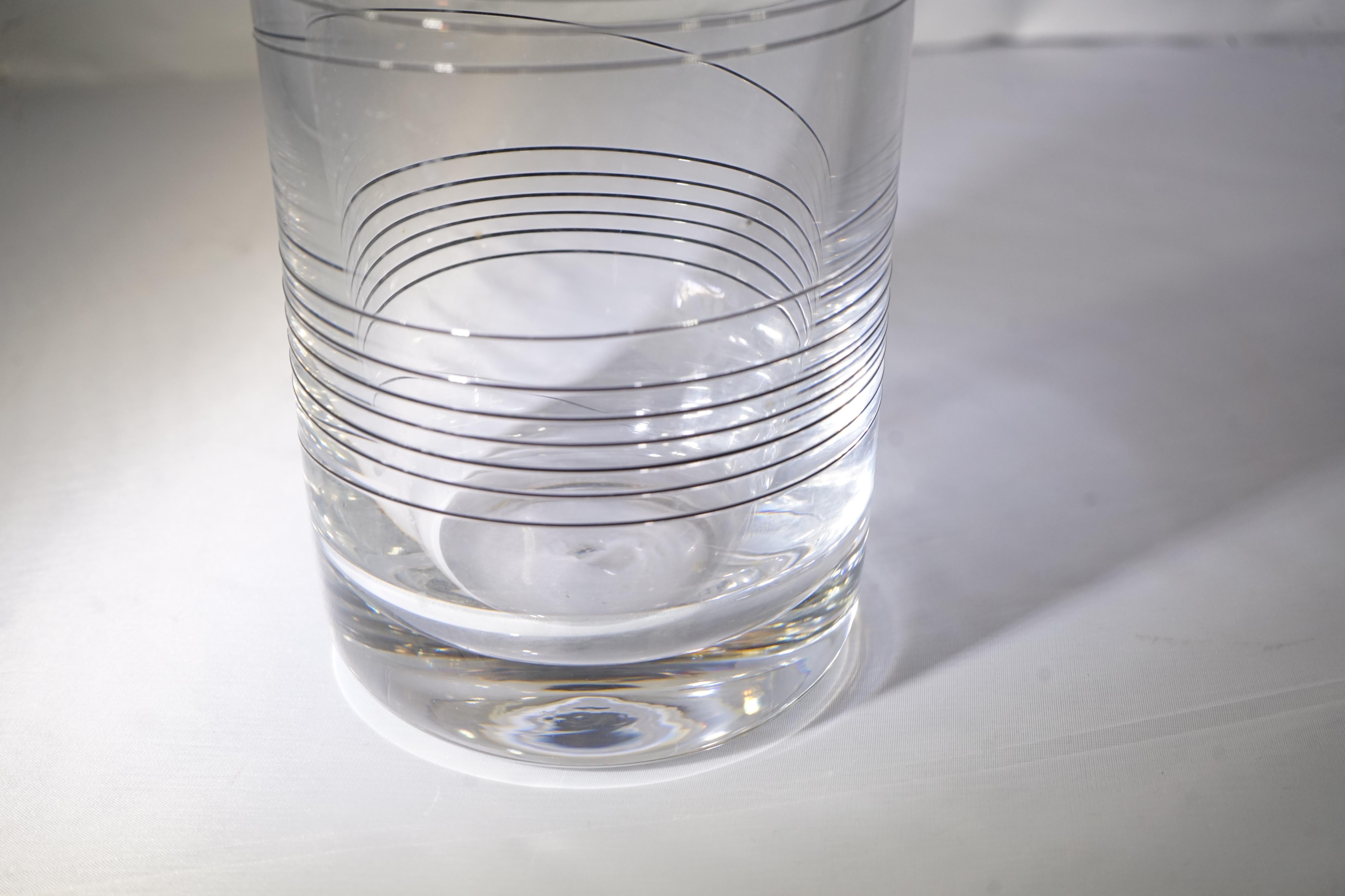 1970s Clear Glass Vase with Black Swirl Design In Good Condition In Aspen, CO