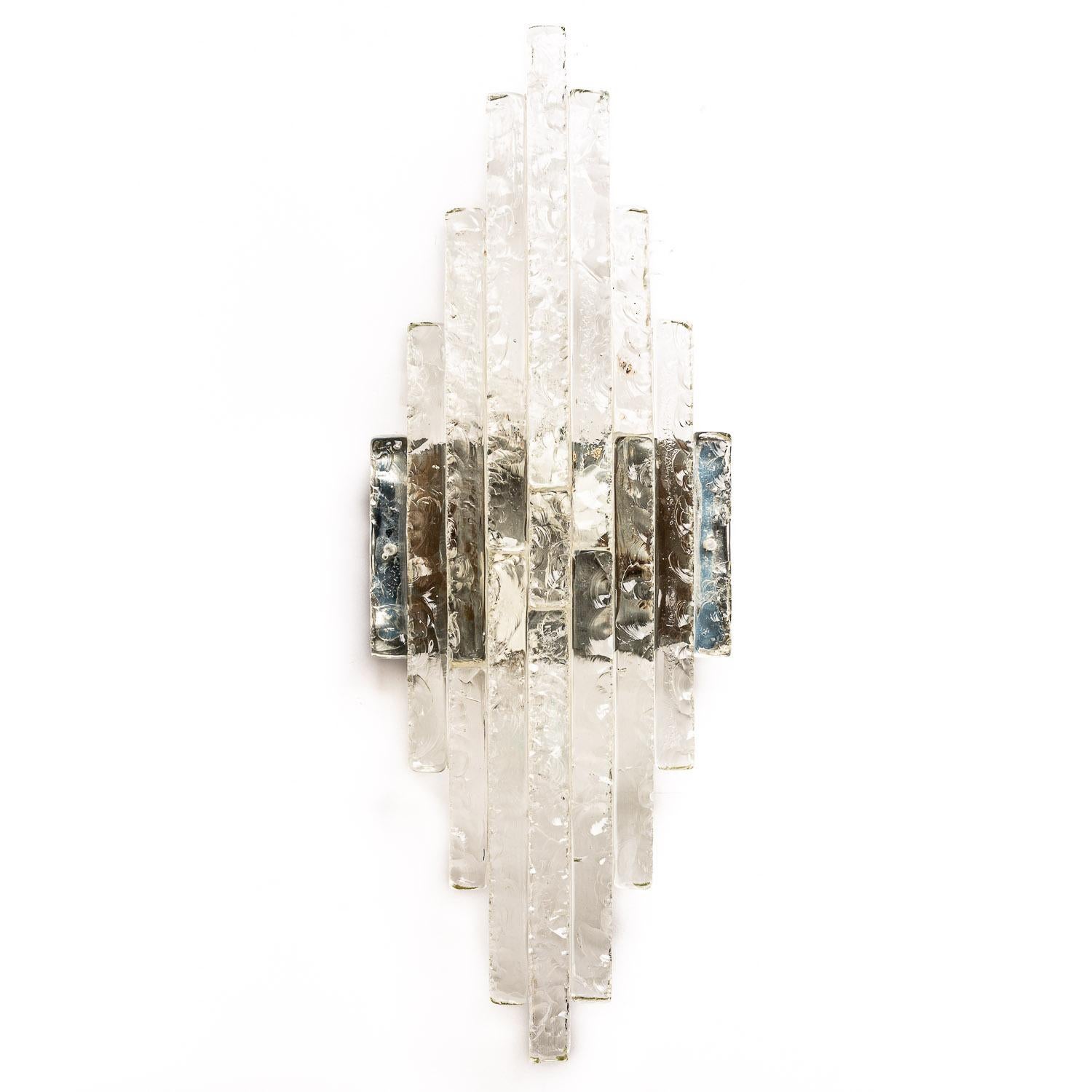 1970s Clear Murano Glass Sconces by Poliarte For Sale 5