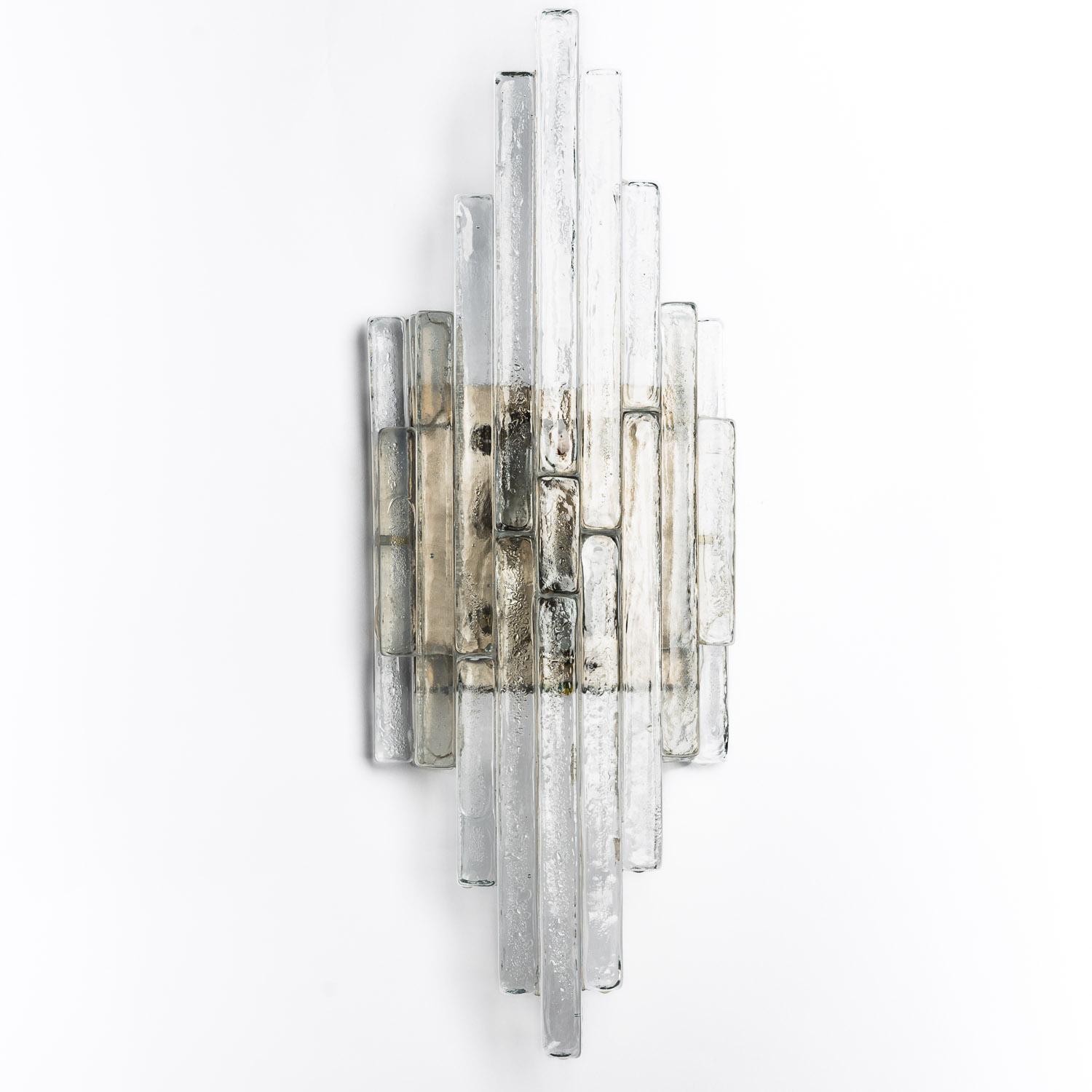Italian 1970s Clear Murano Glass Sconces by Poliarte