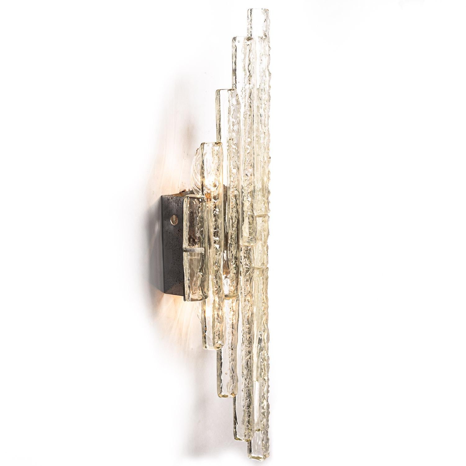 1970s Clear Murano Glass Sconces by Poliarte For Sale 1