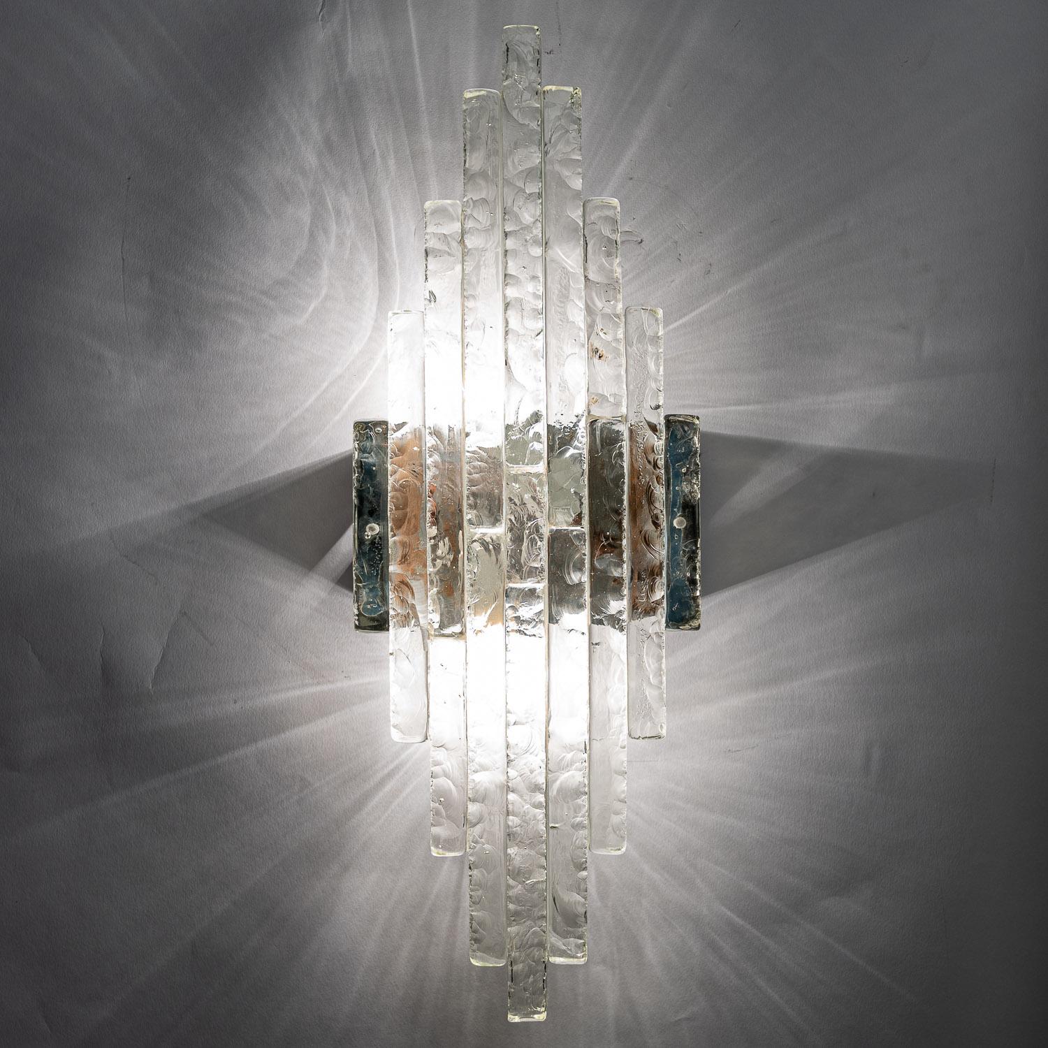 1970s Clear Murano Glass Sconces by Poliarte For Sale 4