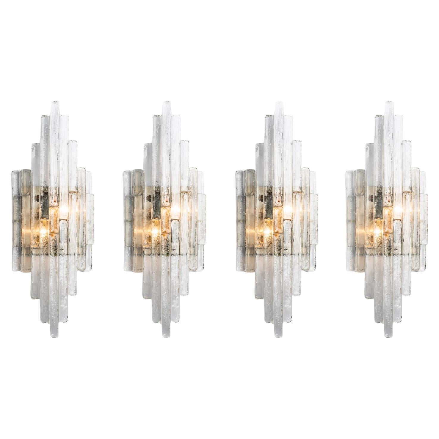1970s Clear Murano Glass Sconces by Poliarte
