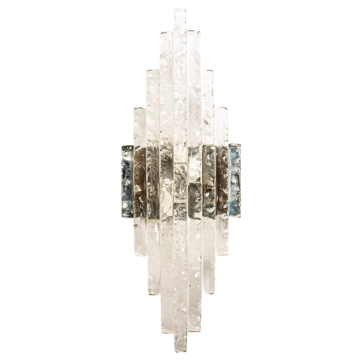 1970s Clear Murano Glass Sconces by Poliarte For Sale