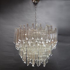 Clear Tiered Glass Chandelier. Italy, 1970s