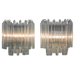 1970s Clear Venini Murano Glass Wall Lights Sconces by Camer, Italy