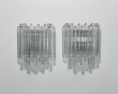 1970s Clear Venini Murano Glass Wall Lights Sconces by Camer, Italy