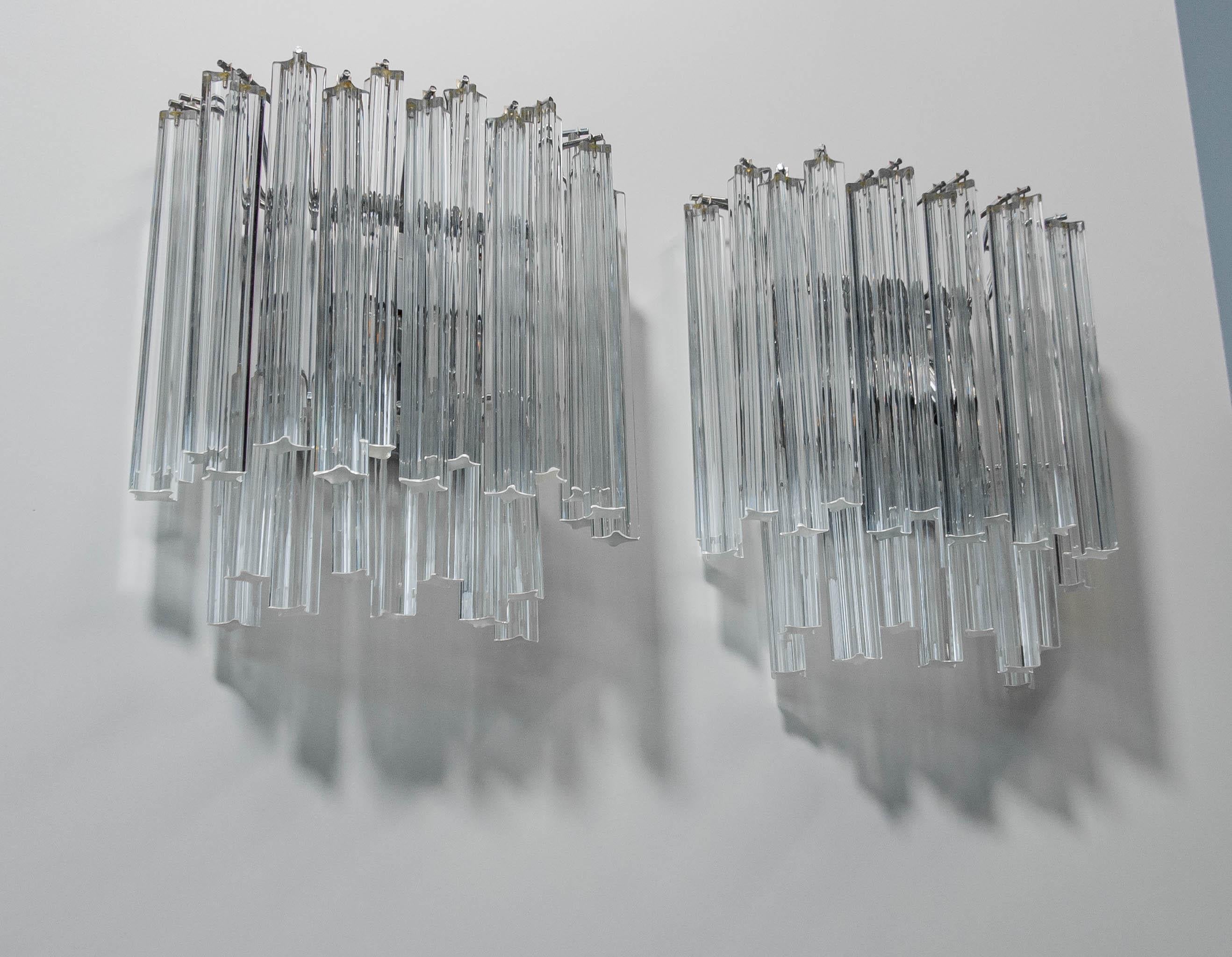 Appliques en verre Murano clair des années 1970 de Camer Glass Lights Sconces by Camer, Italy Bon état - En vente à Silvolde, Gelderland