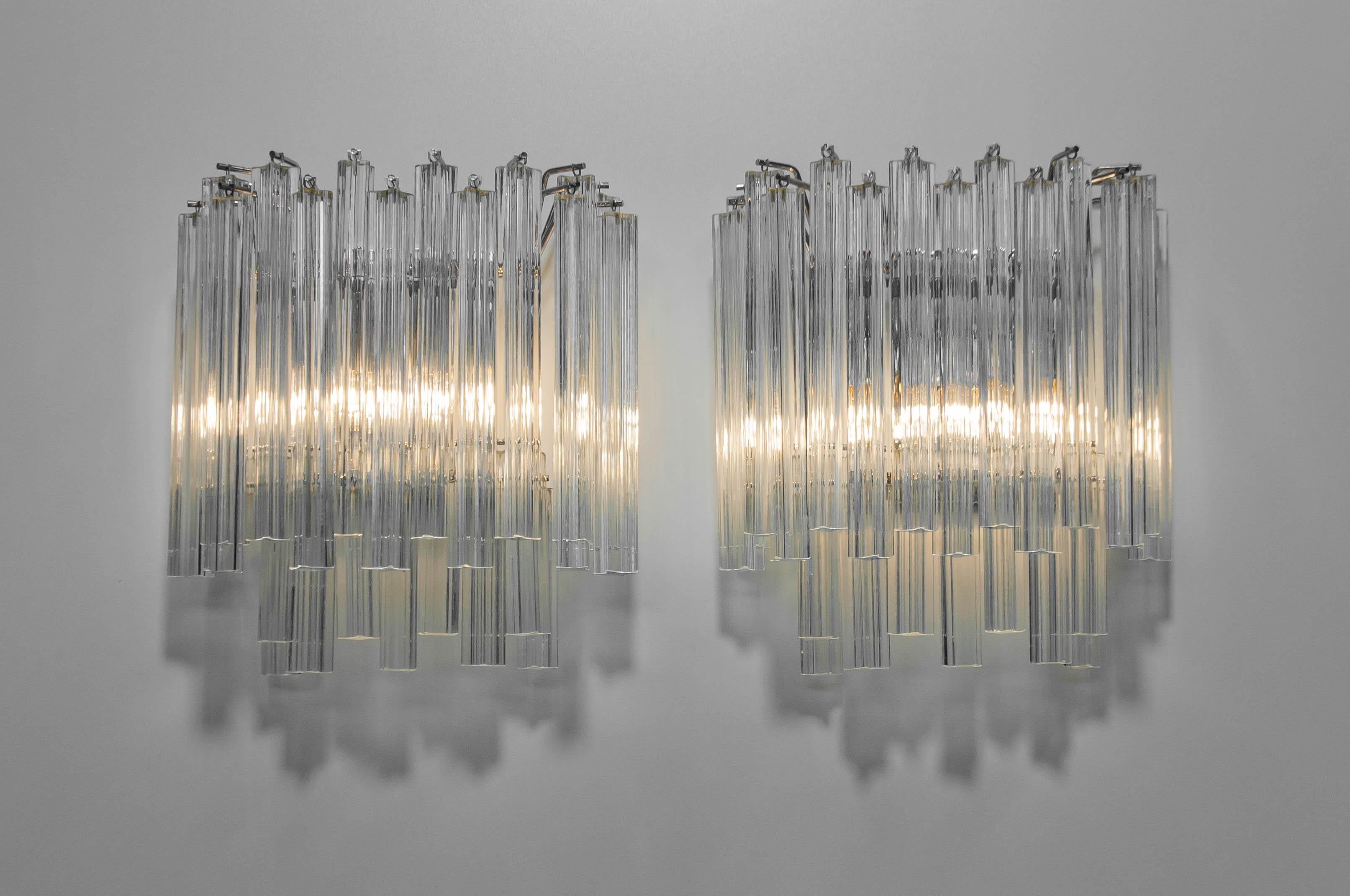 Appliques en verre Murano clair des années 1970 de Camer Glass Lights Sconces by Camer, Italy en vente 1