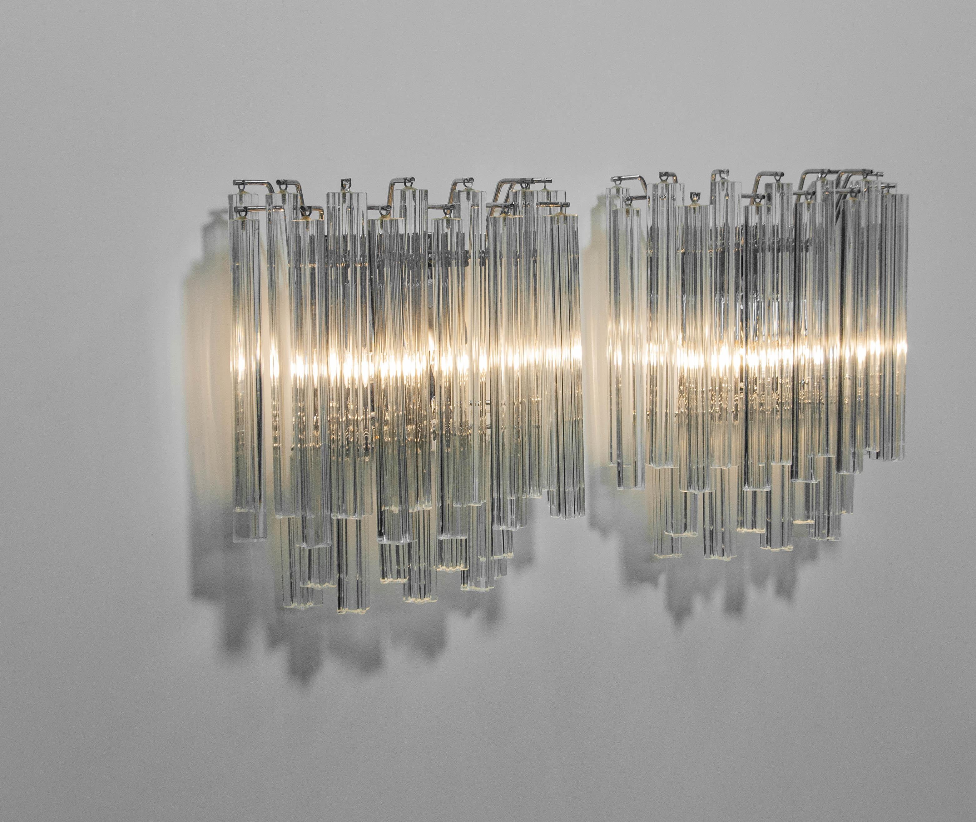 Appliques en verre Murano clair des années 1970 de Camer Glass Lights Sconces by Camer, Italy en vente 2