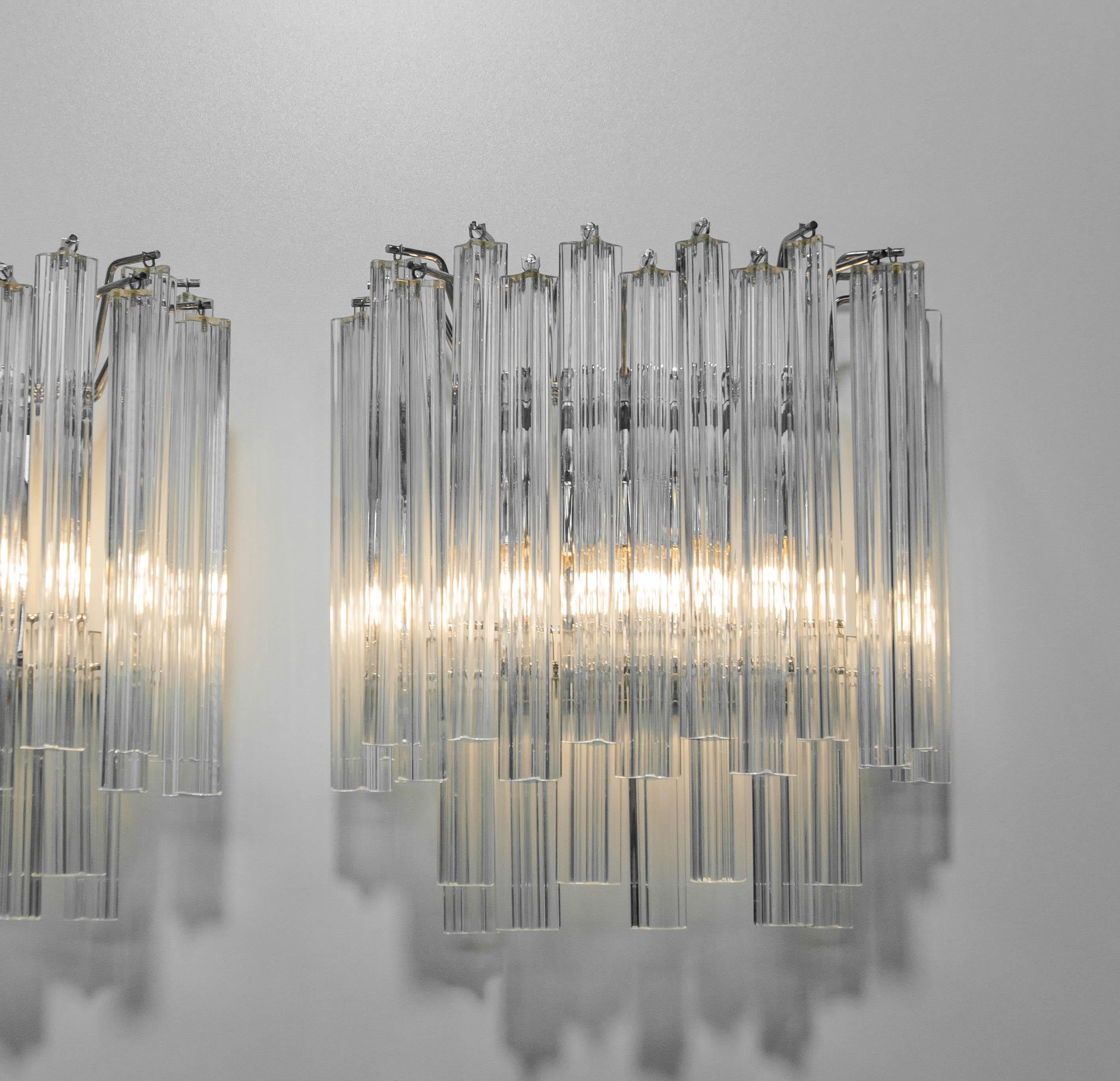 Appliques en verre Murano clair des années 1970 de Camer Glass Lights Sconces by Camer, Italy en vente 3