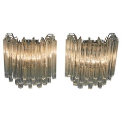 1970s Clear Venini Murano Glass Wall Lights Sconces by Camer, Italy