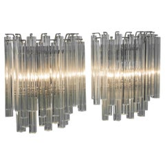 1970s Clear Venini Murano Glass Wall Lights Sconces by Camer, Italy